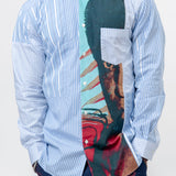 Stripe Poplin Print Andy Warhol 1 Long Sleeve Button-Up Shirt FM-B017-S24-1
