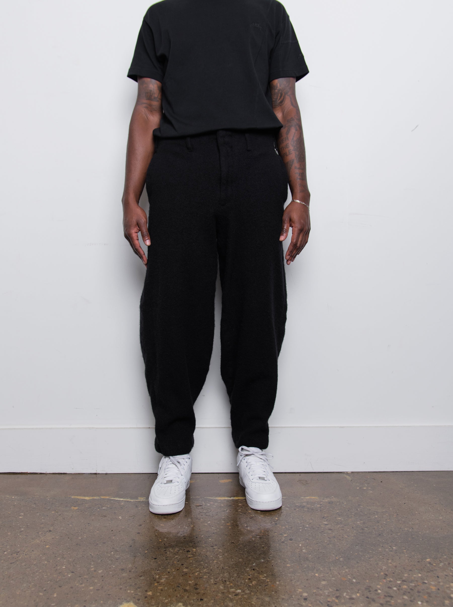 Garment Treated Tweed Pant Black PJ-P035