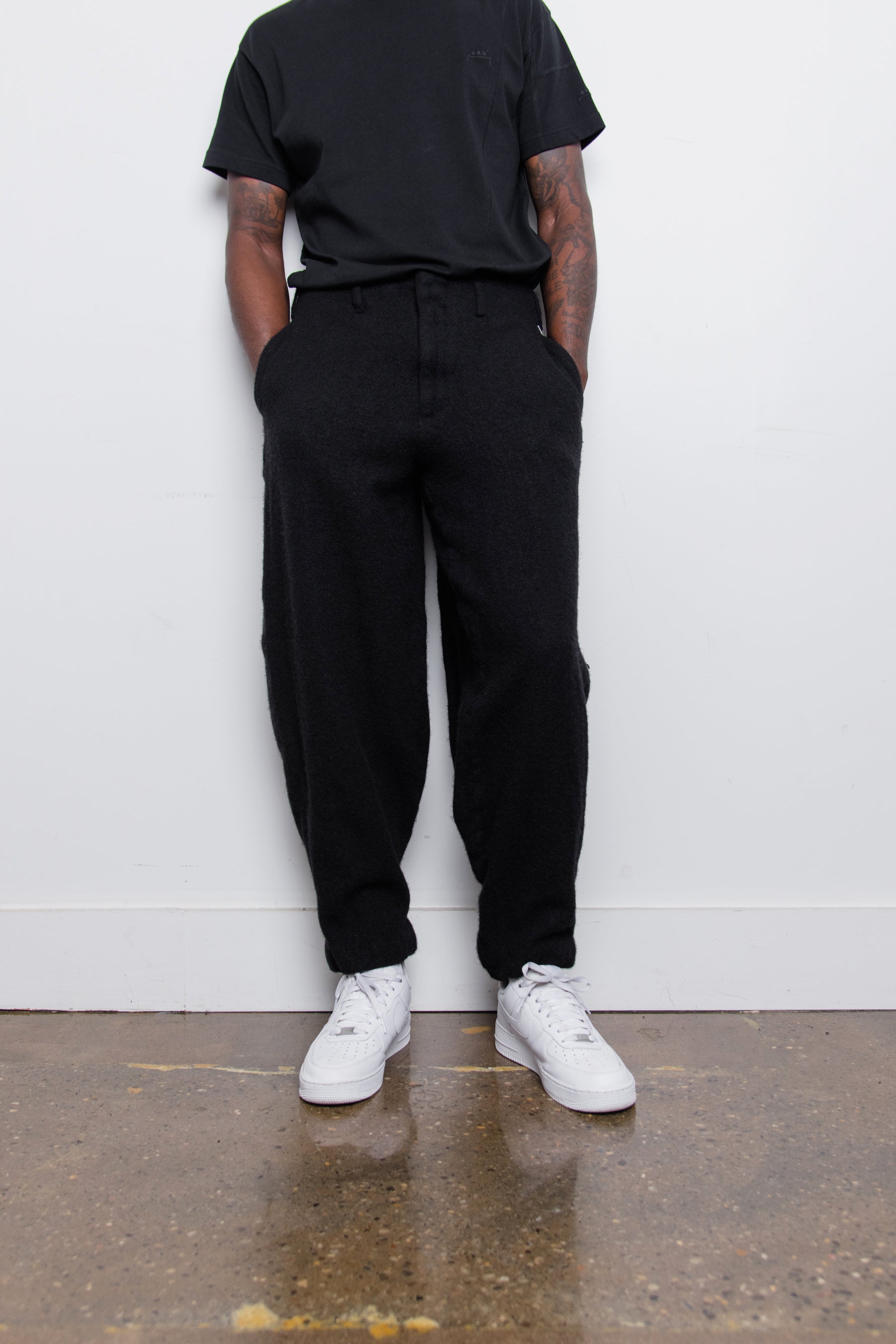 Garment Treated Tweed Pant Black PJ-P035