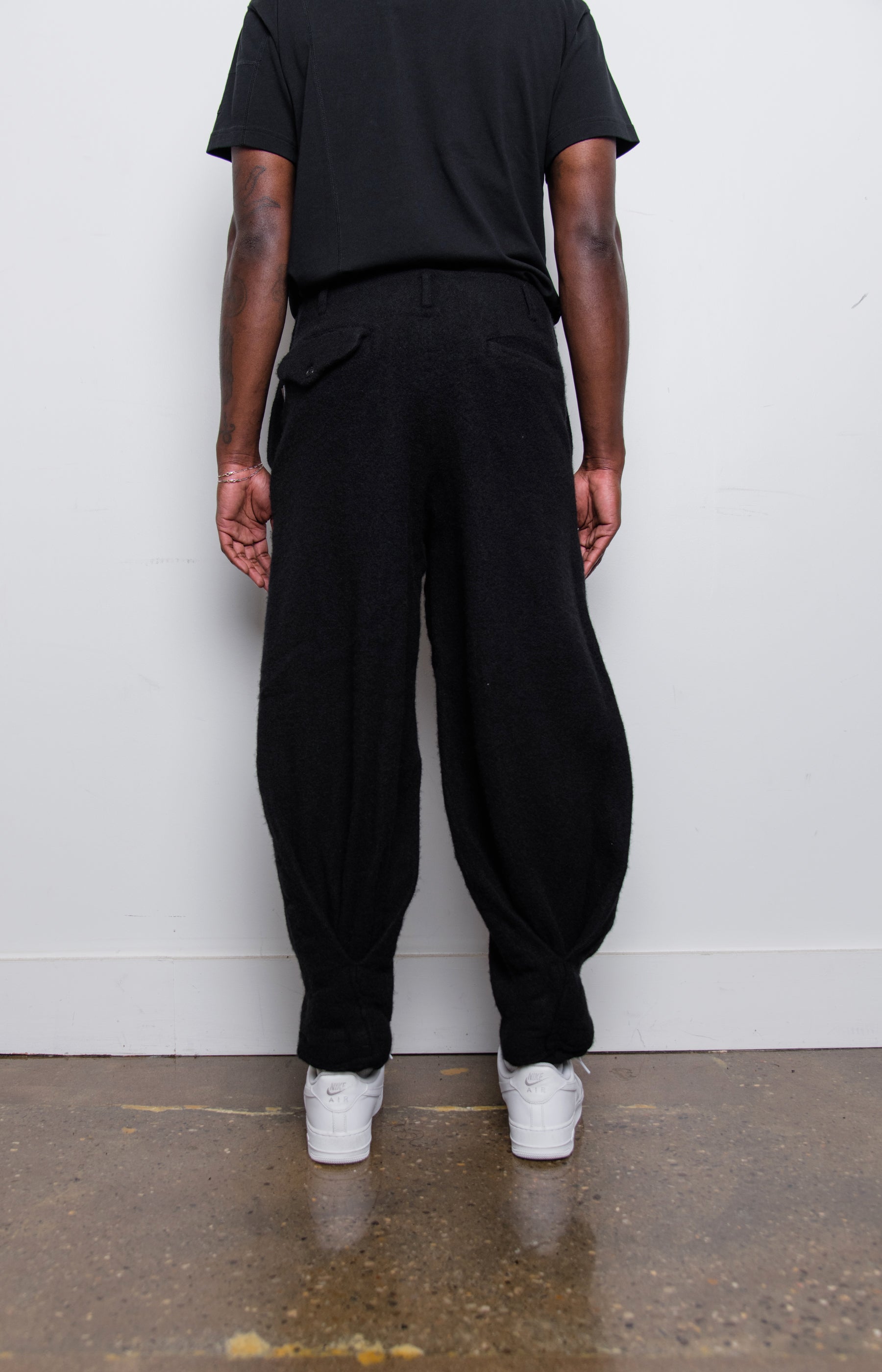 Garment Treated Tweed Pant Black PJ-P035