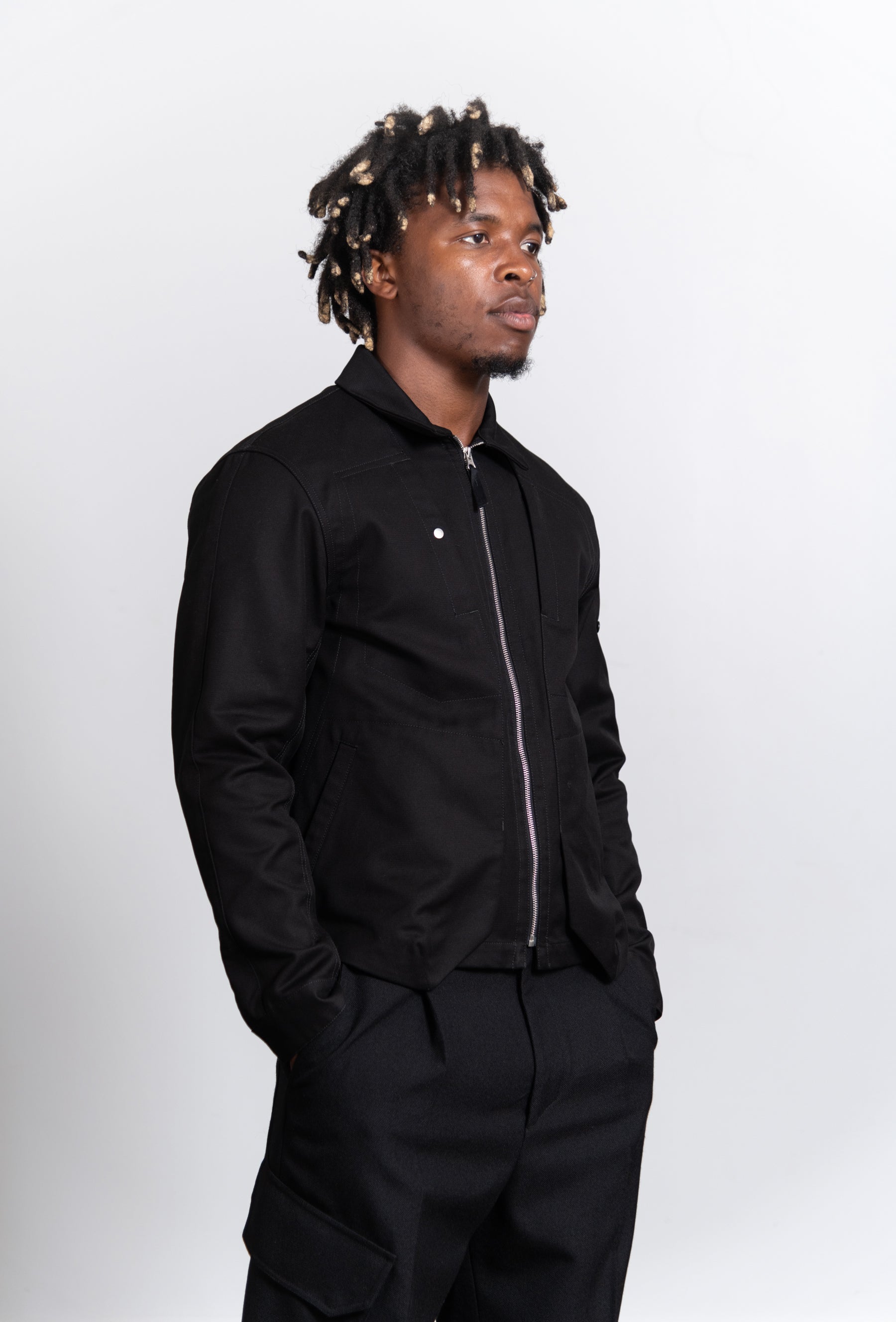 Textured Cotton Overshirt Black 10409