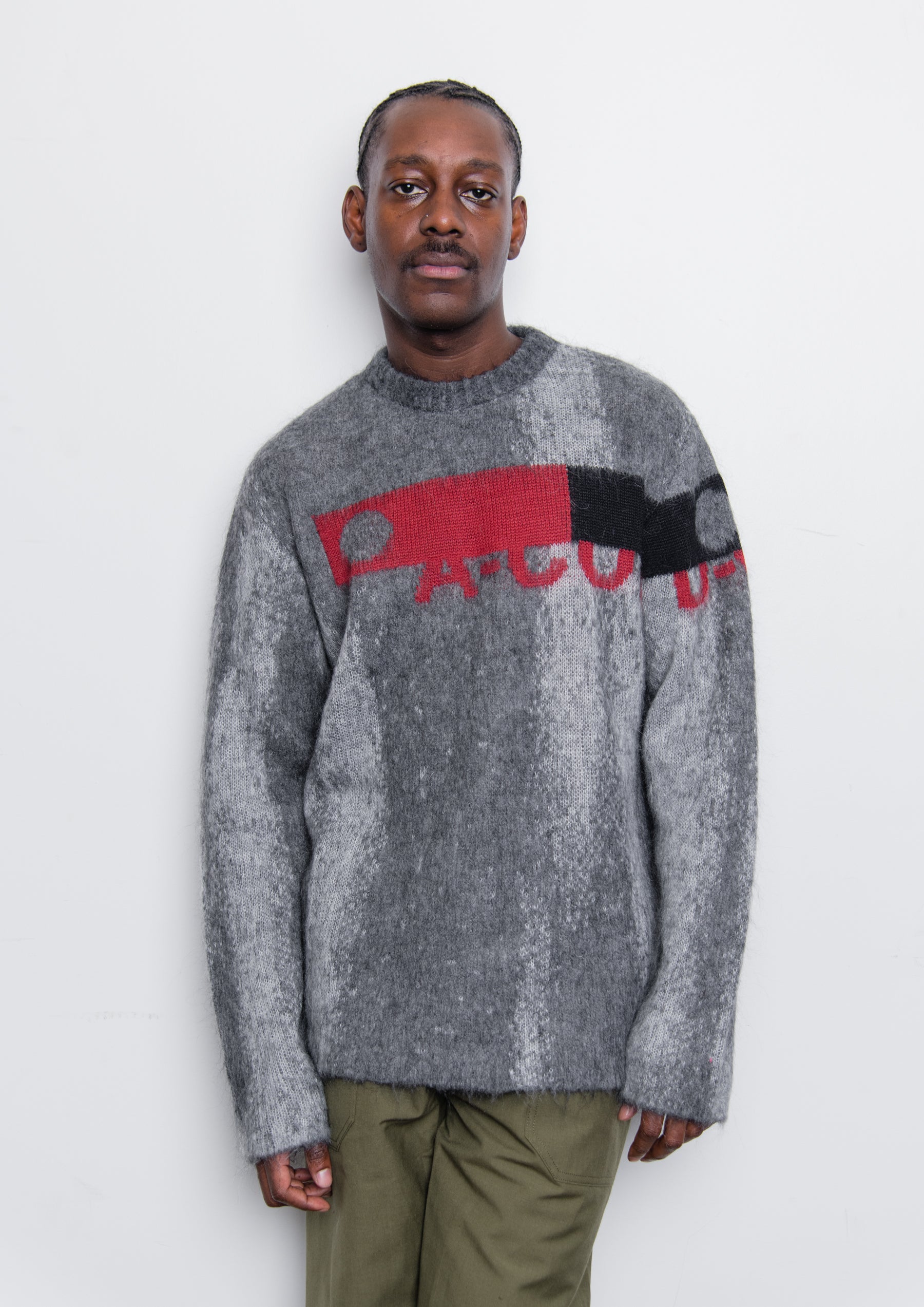 Sprayed Jacquard Knit Sweater Iron Grey ACWMK076
