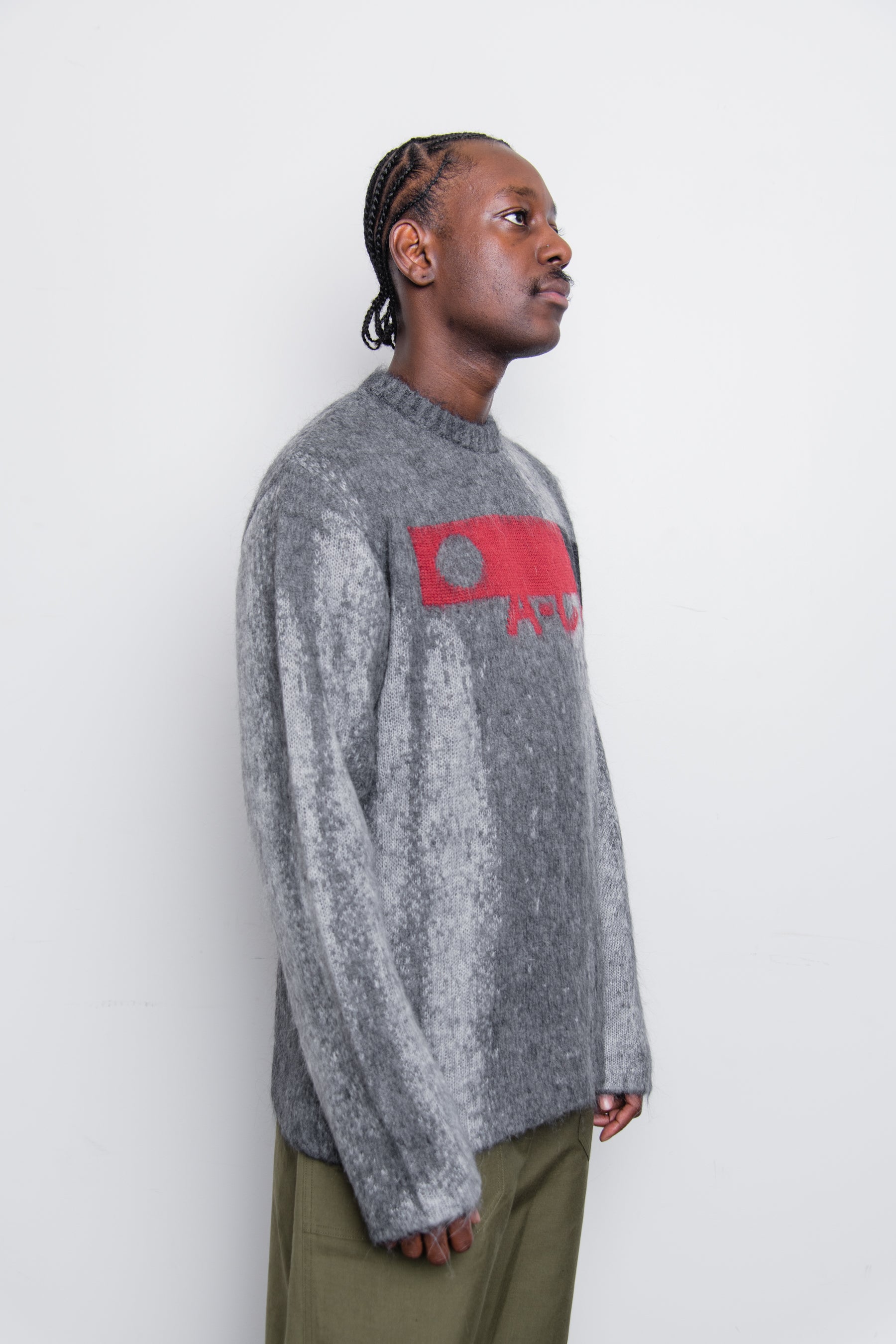 Sprayed Jacquard Knit Sweater Iron Grey ACWMK076