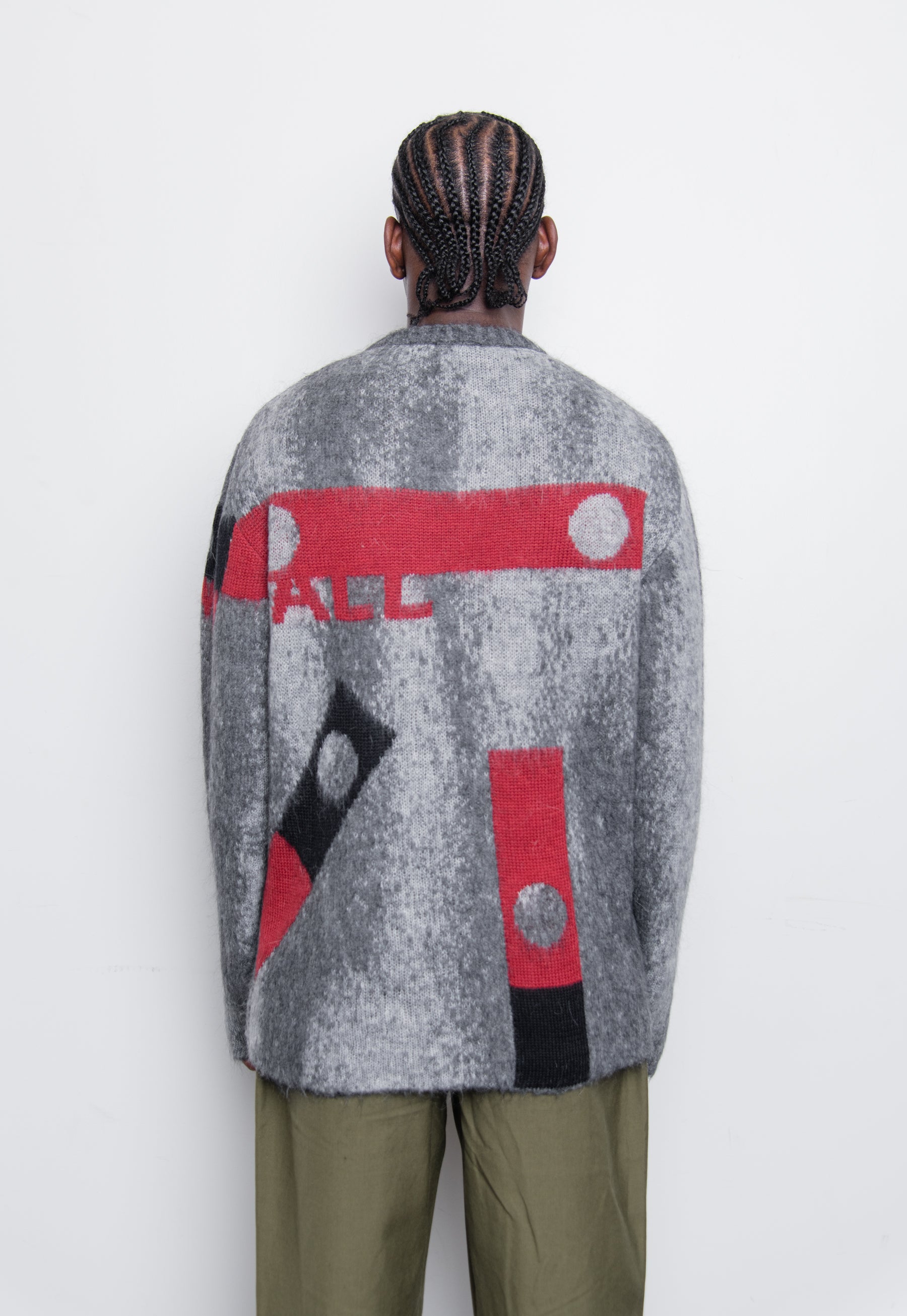 Sprayed Jacquard Knit Sweater Iron Grey ACWMK076