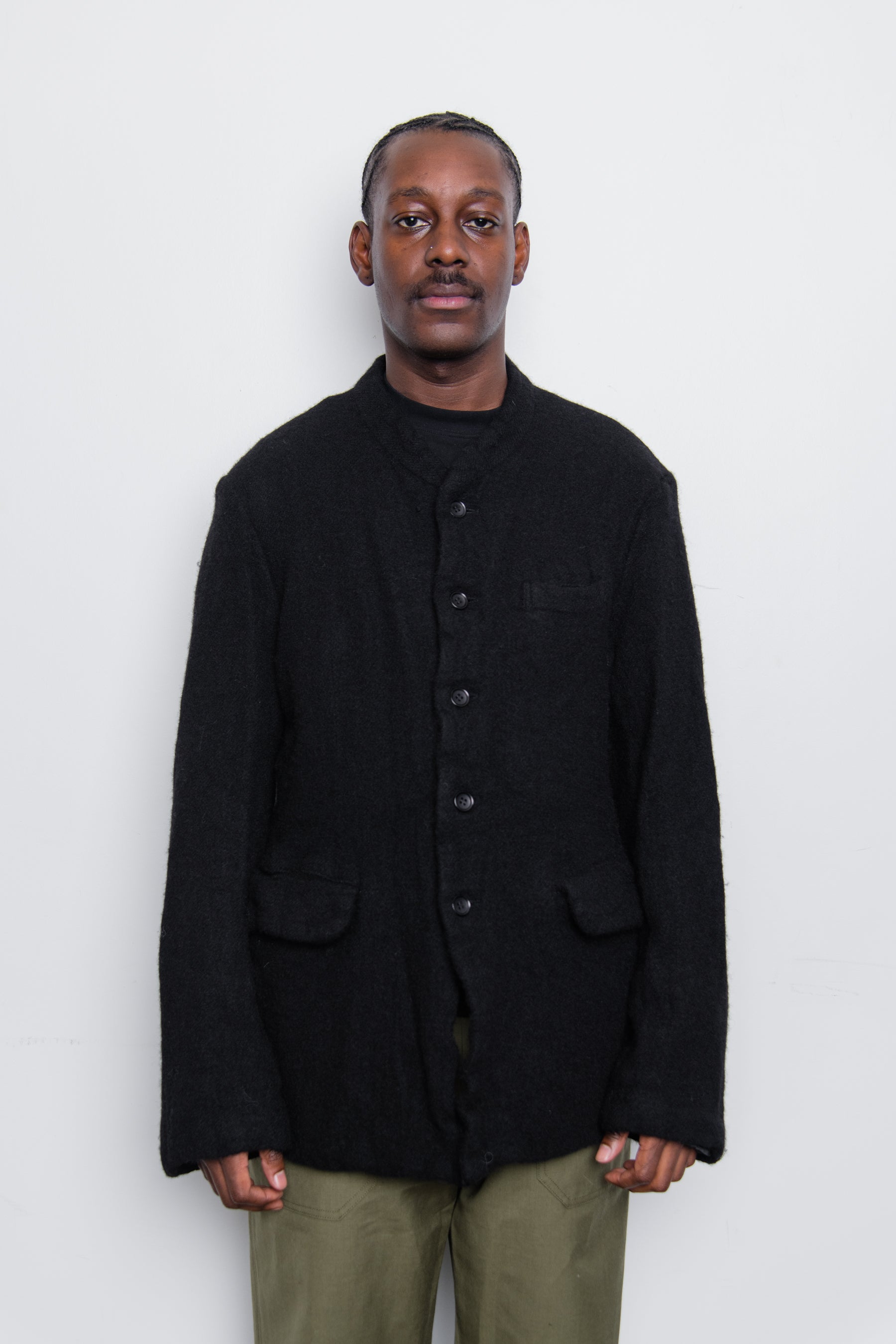 Garment Treated Tweed Jacket Black PJ-J046