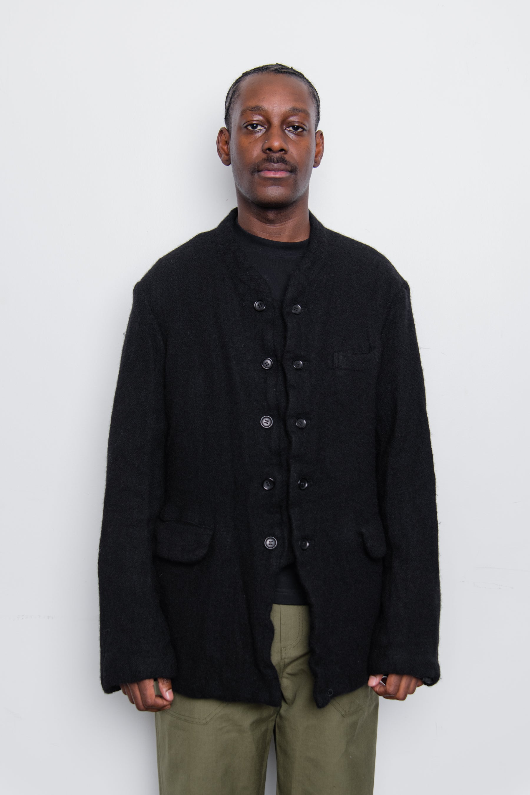Garment Treated Tweed Jacket Black PJ-J046