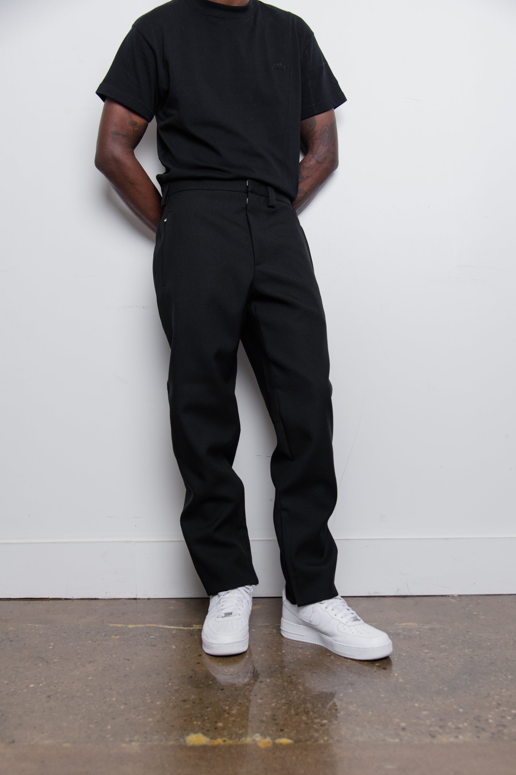 Sharp Wool Canvas Trouser Black J21KA0005