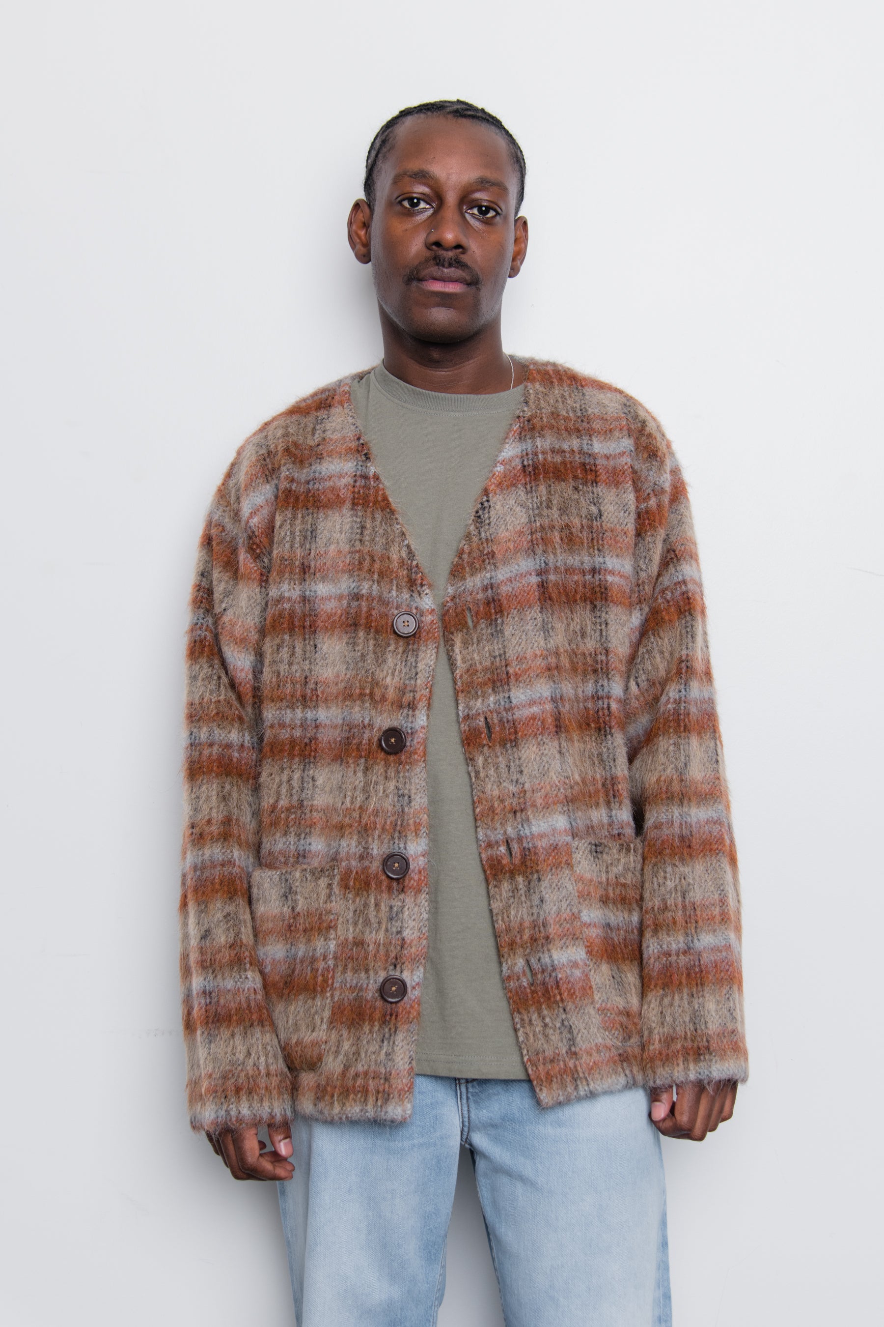 Mohair Cardigan Ament Check