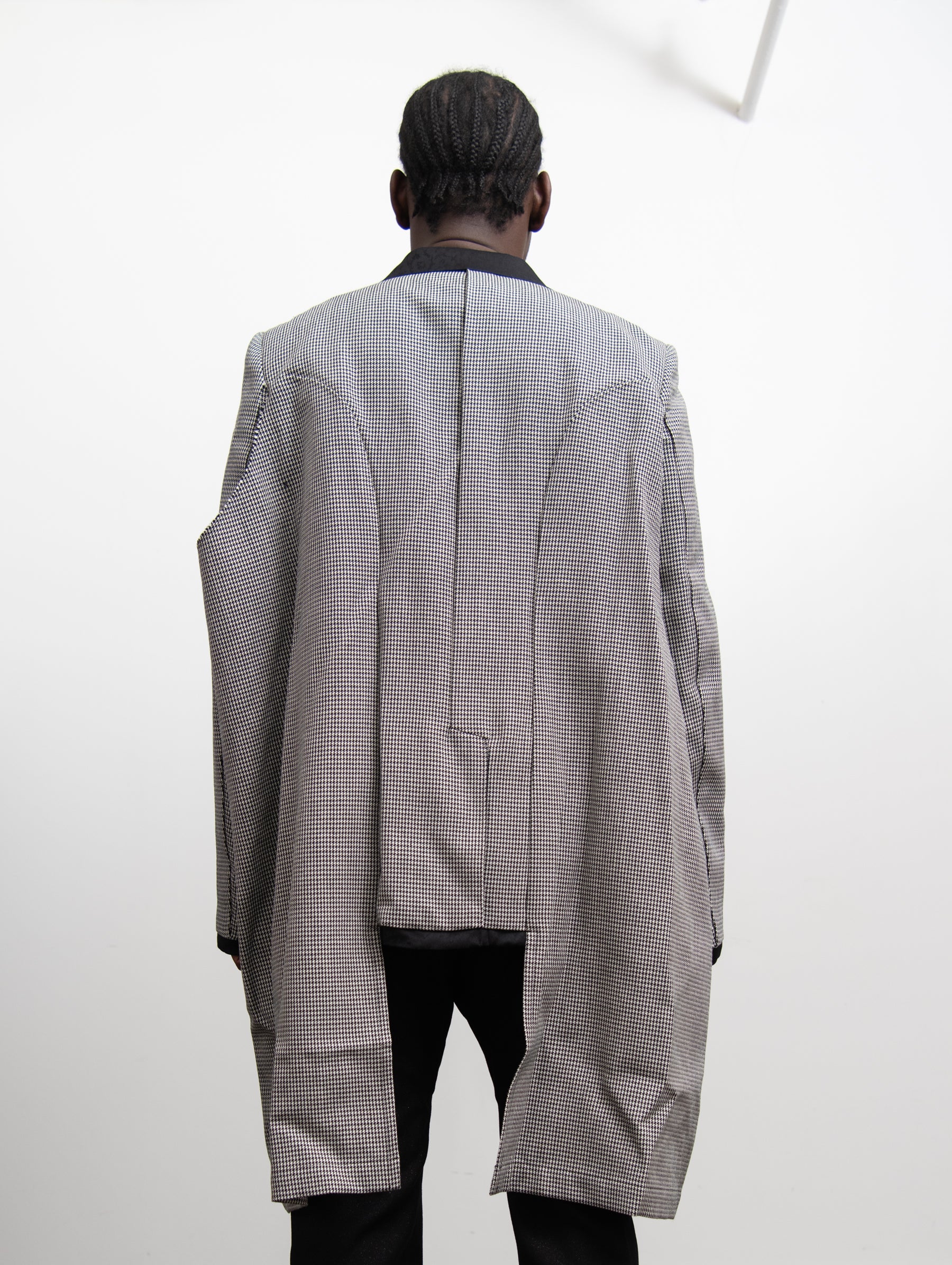 Wool Jacquard Houndstooth Check Jacket Black/Natural J002
