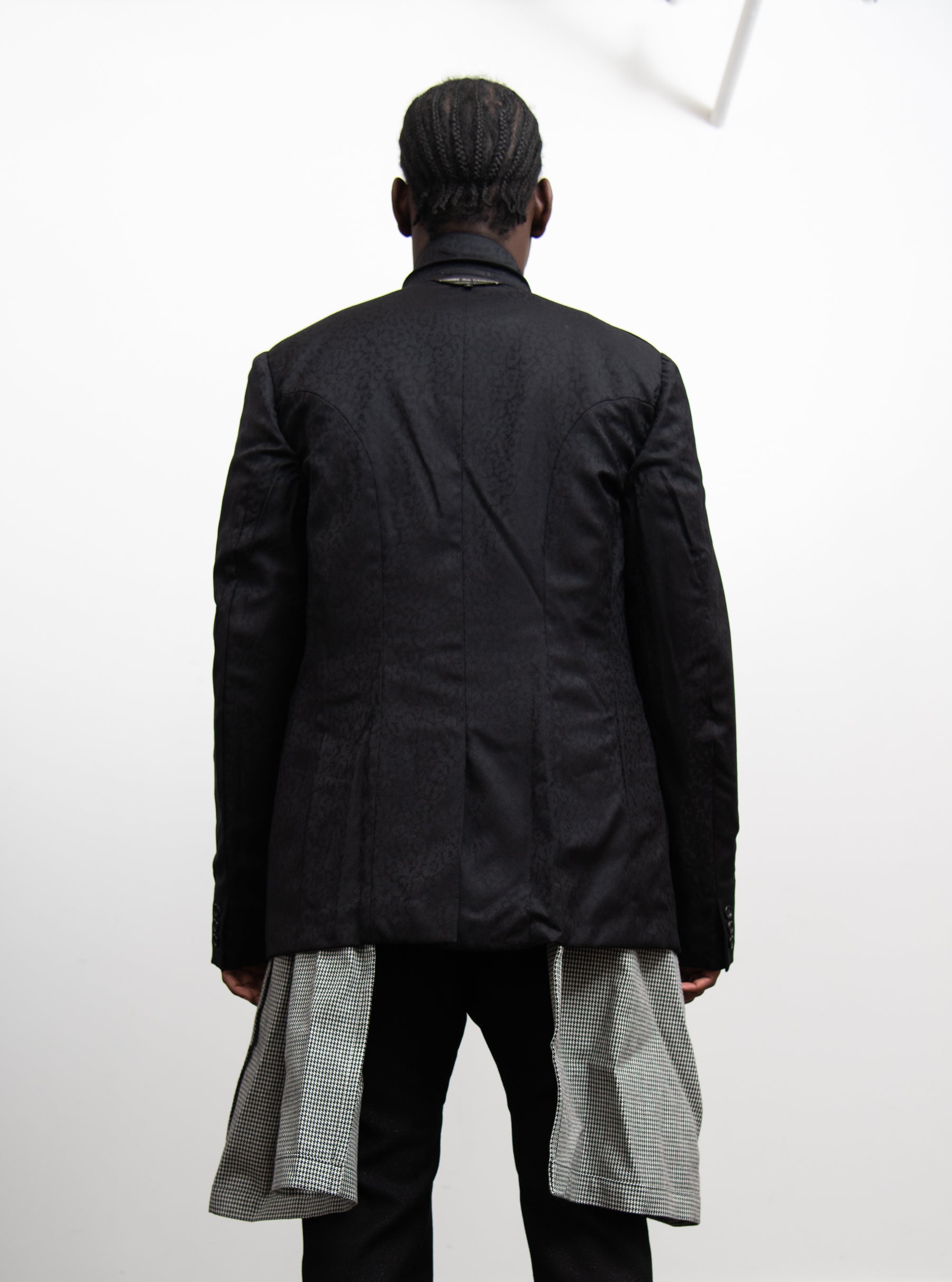 Wool Jacquard Houndstooth Check Jacket Black/Natural J002