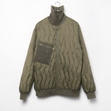 Zig Zag Quilt High Neck Bomber Olive