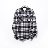 Pleated Flannel Shirt Black FU6-SH-02