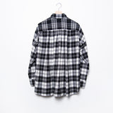 Pleated Flannel Shirt Black FU6-SH-02