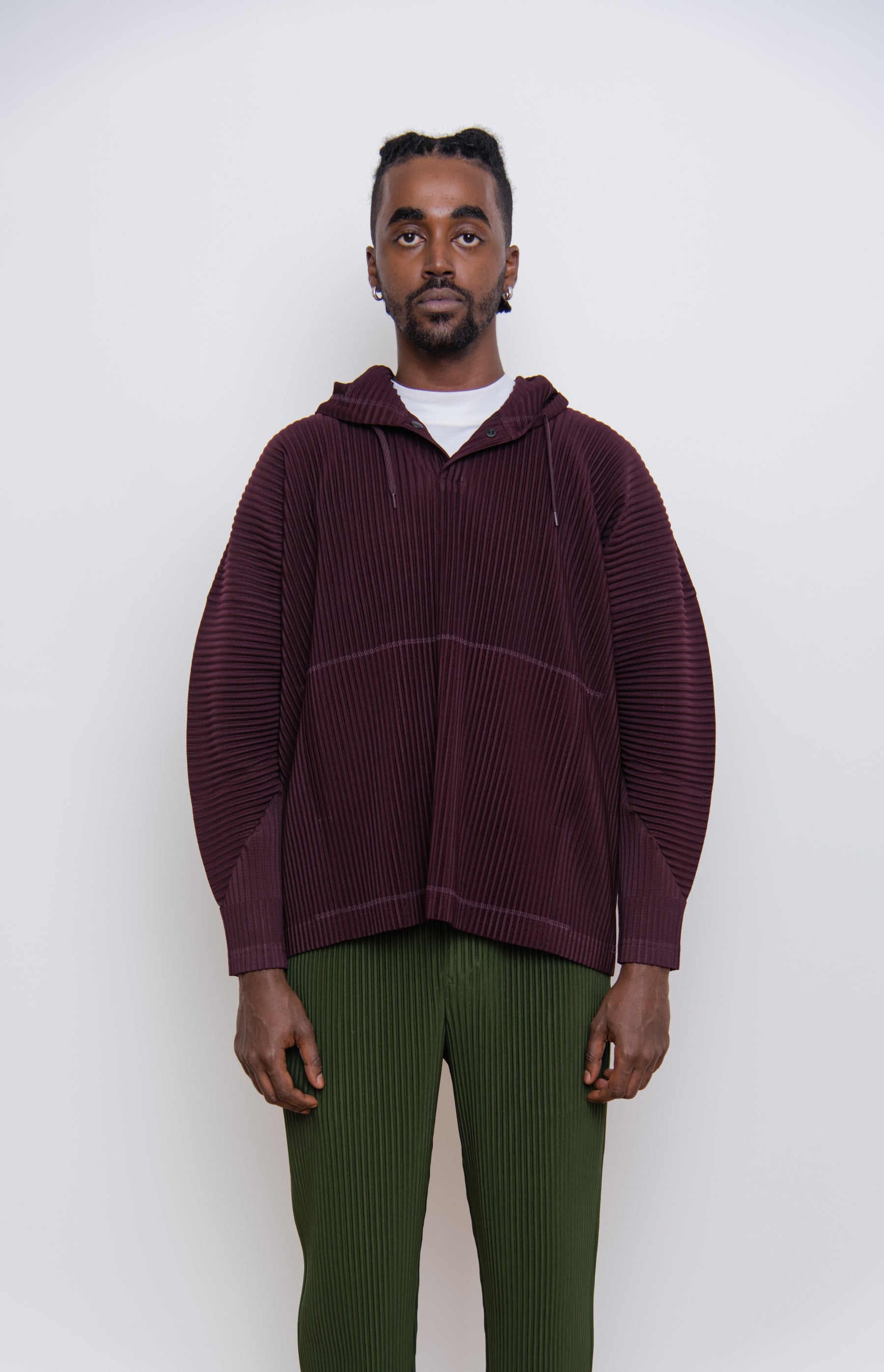 MC November Pleated Hoodie Dark Burgundy JK121-84