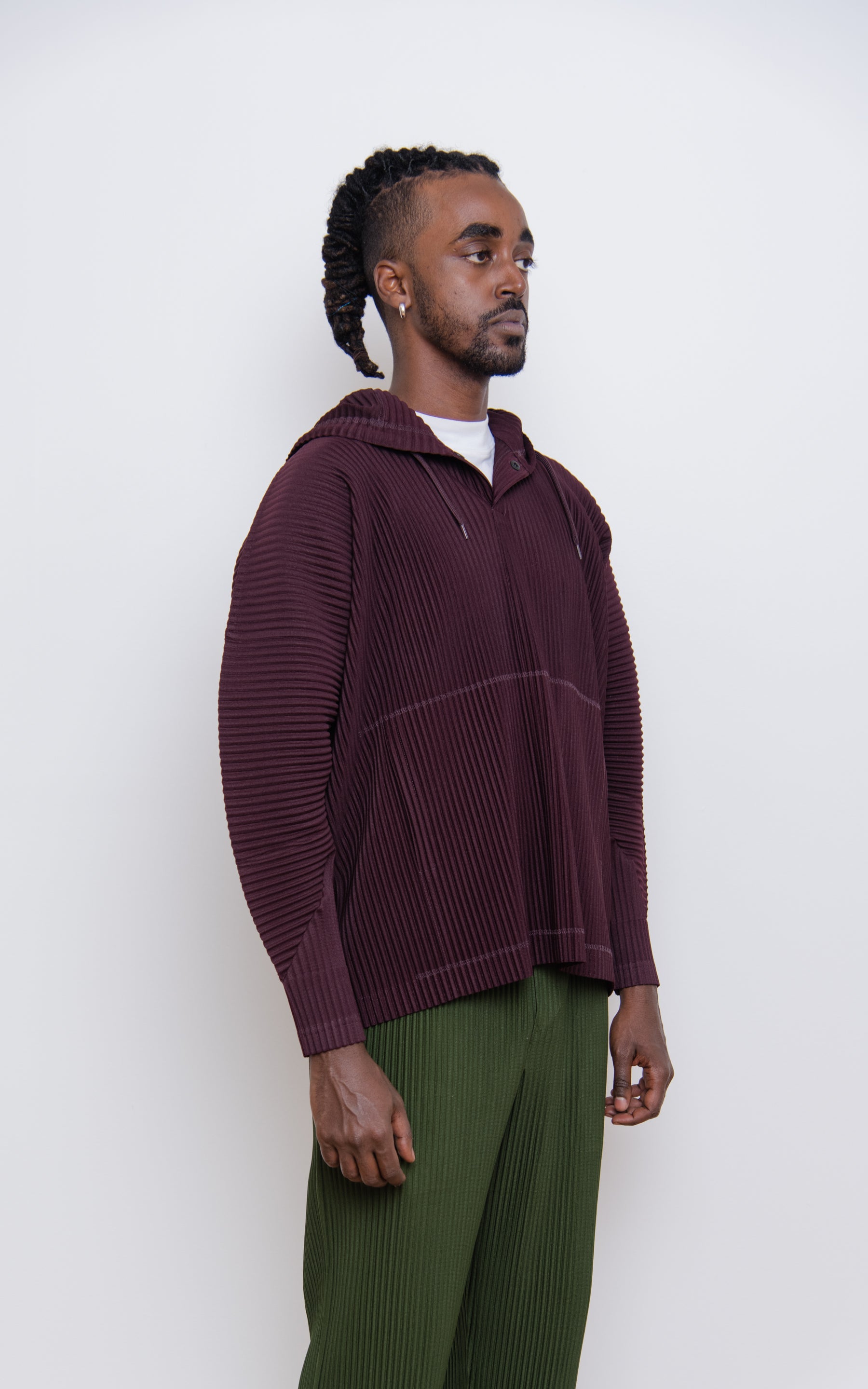 MC November Pleated Hoodie Dark Burgundy JK121-84