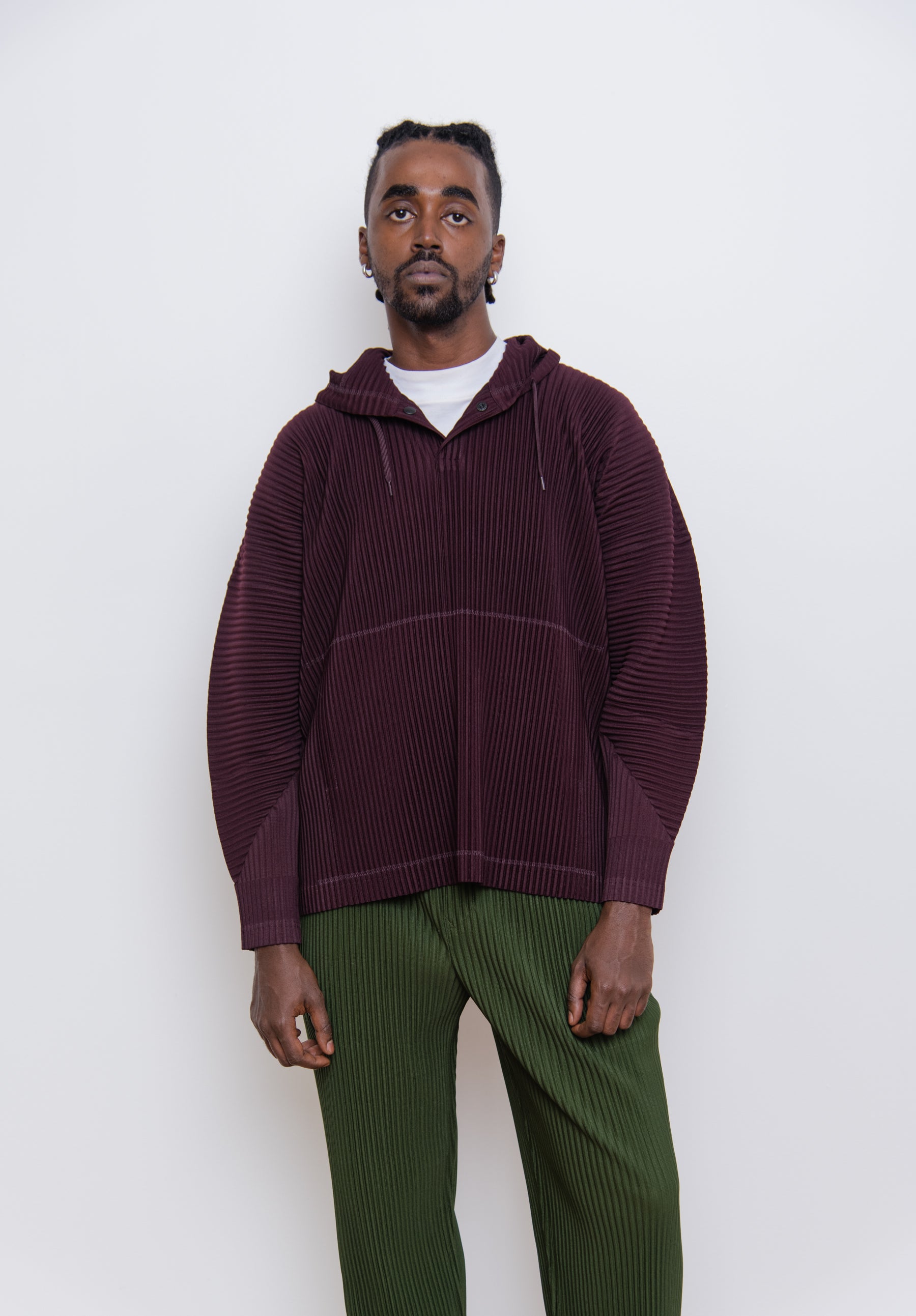 MC November Pleated Hoodie Dark Burgundy JK121-84