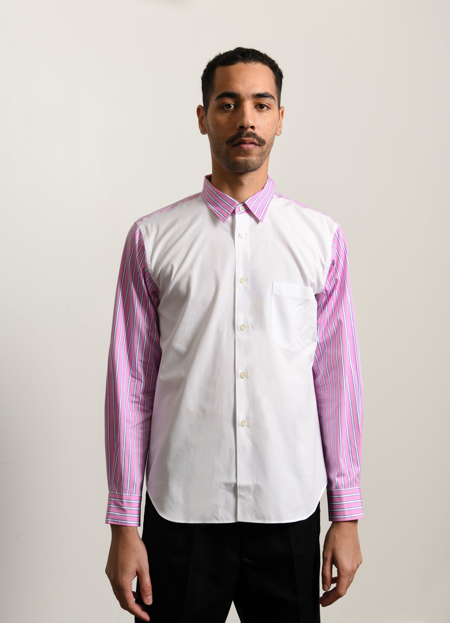 Cotton Broad Stripe Shirt White/Pink B003