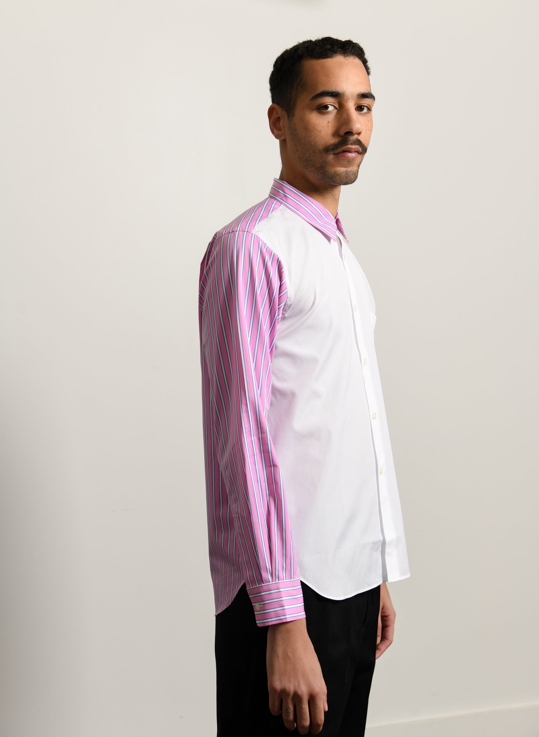 Cotton Broad Stripe Shirt White/Pink B003