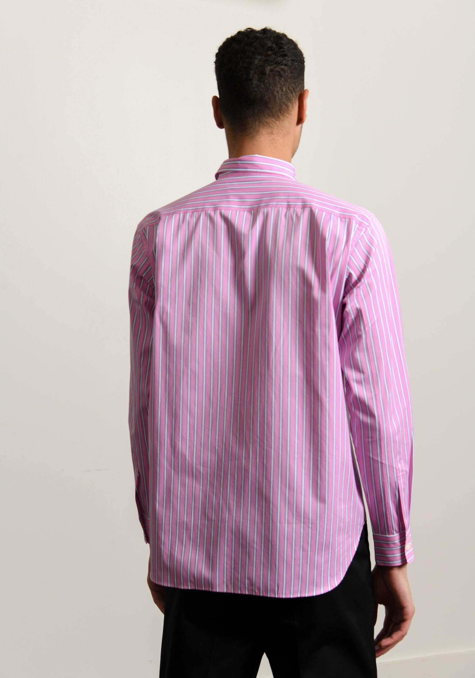 Cotton Broad Stripe Shirt White/Pink B003