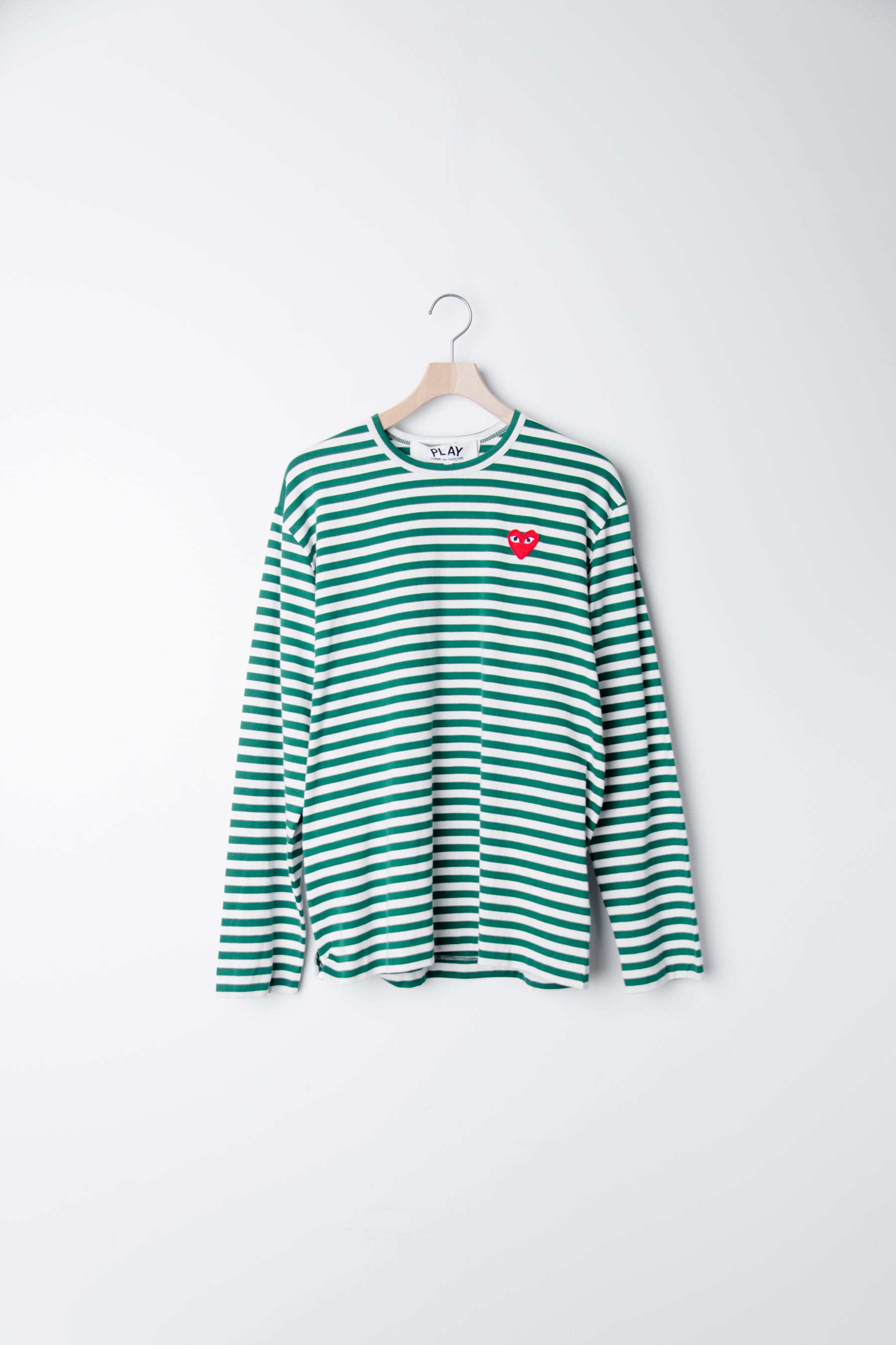 Long Sleeve Striped Emblem Tee Green T164