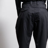 Wool Dobby Shadow Stripe Trouser Black