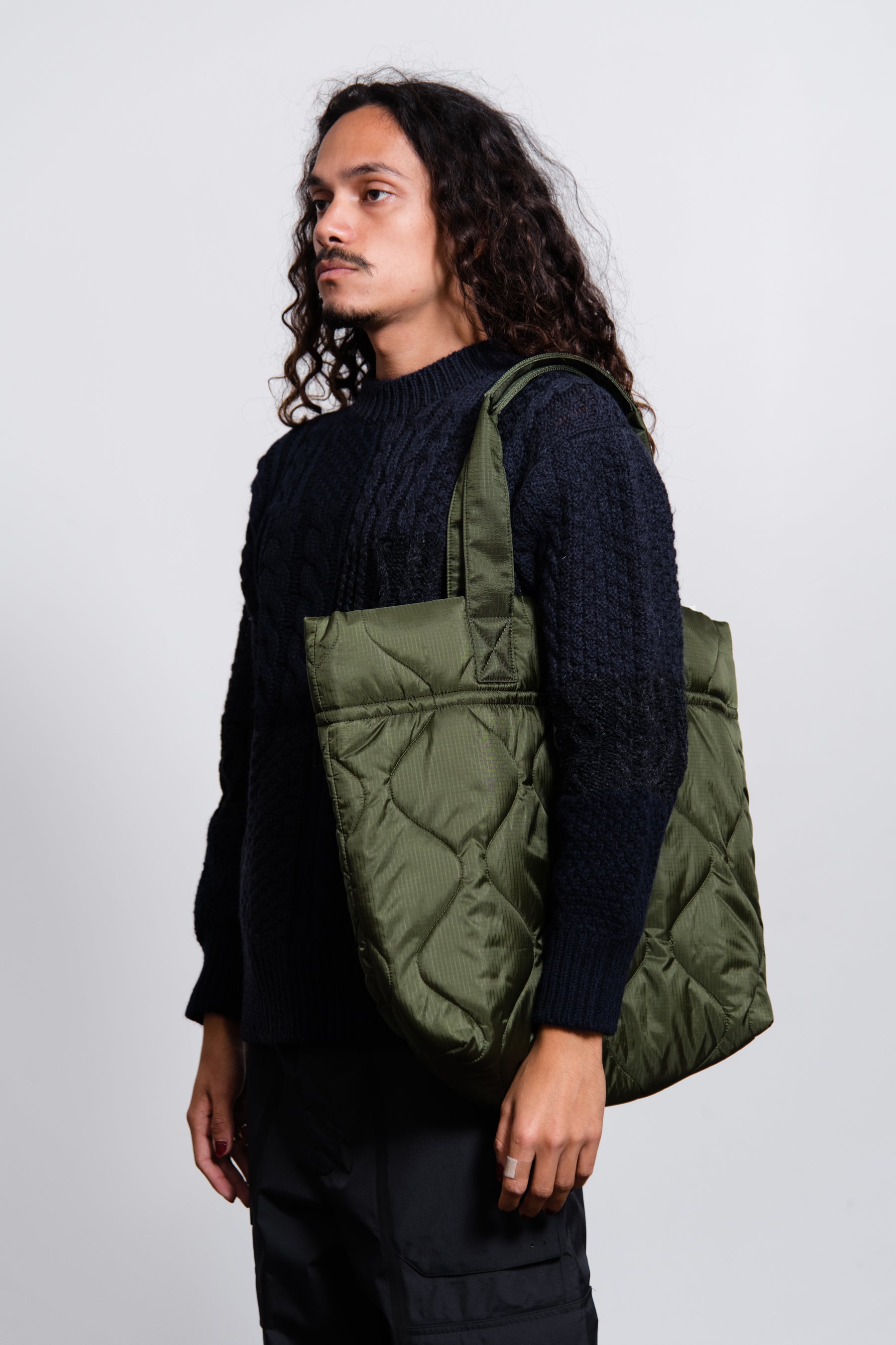 Double Ripstop Quilted Tote Bag Olive K293
