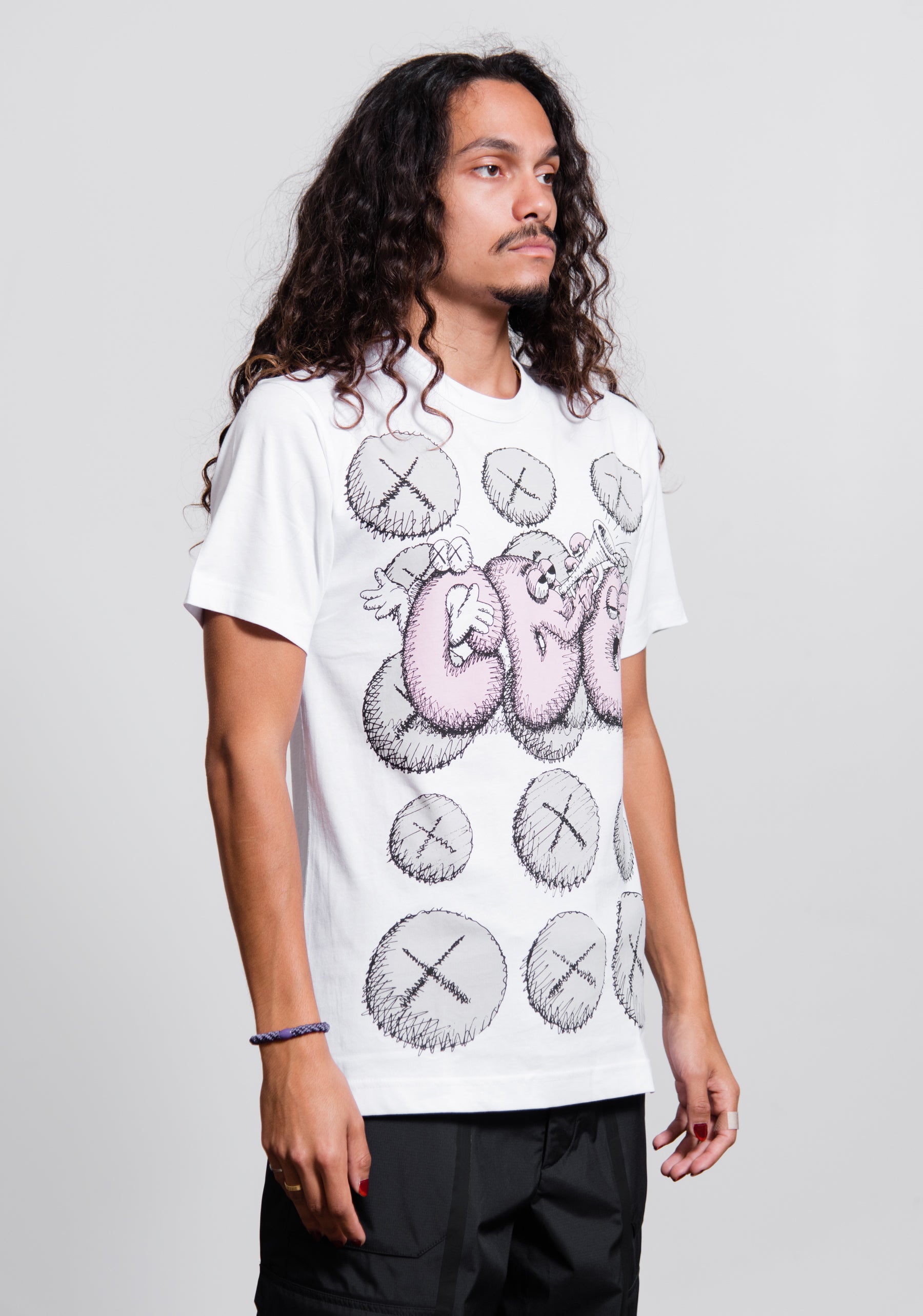 Kaws Eye Logo Tee White/Grey/Pink T003