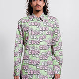 Kaws CDG Logo Print Shirt Green B033