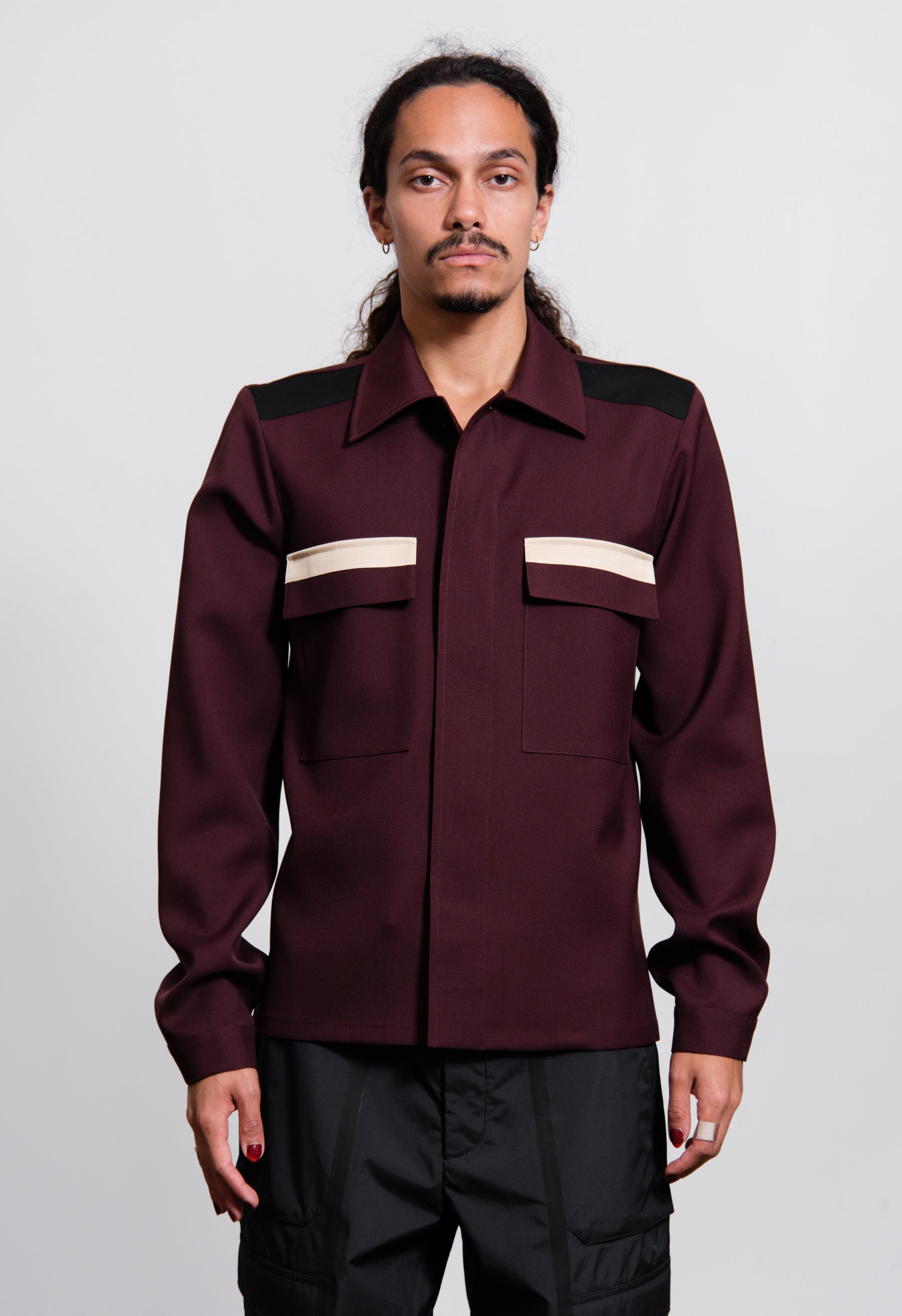 Fine Wool Gabardine Shirt Bordeaux JSMT601826