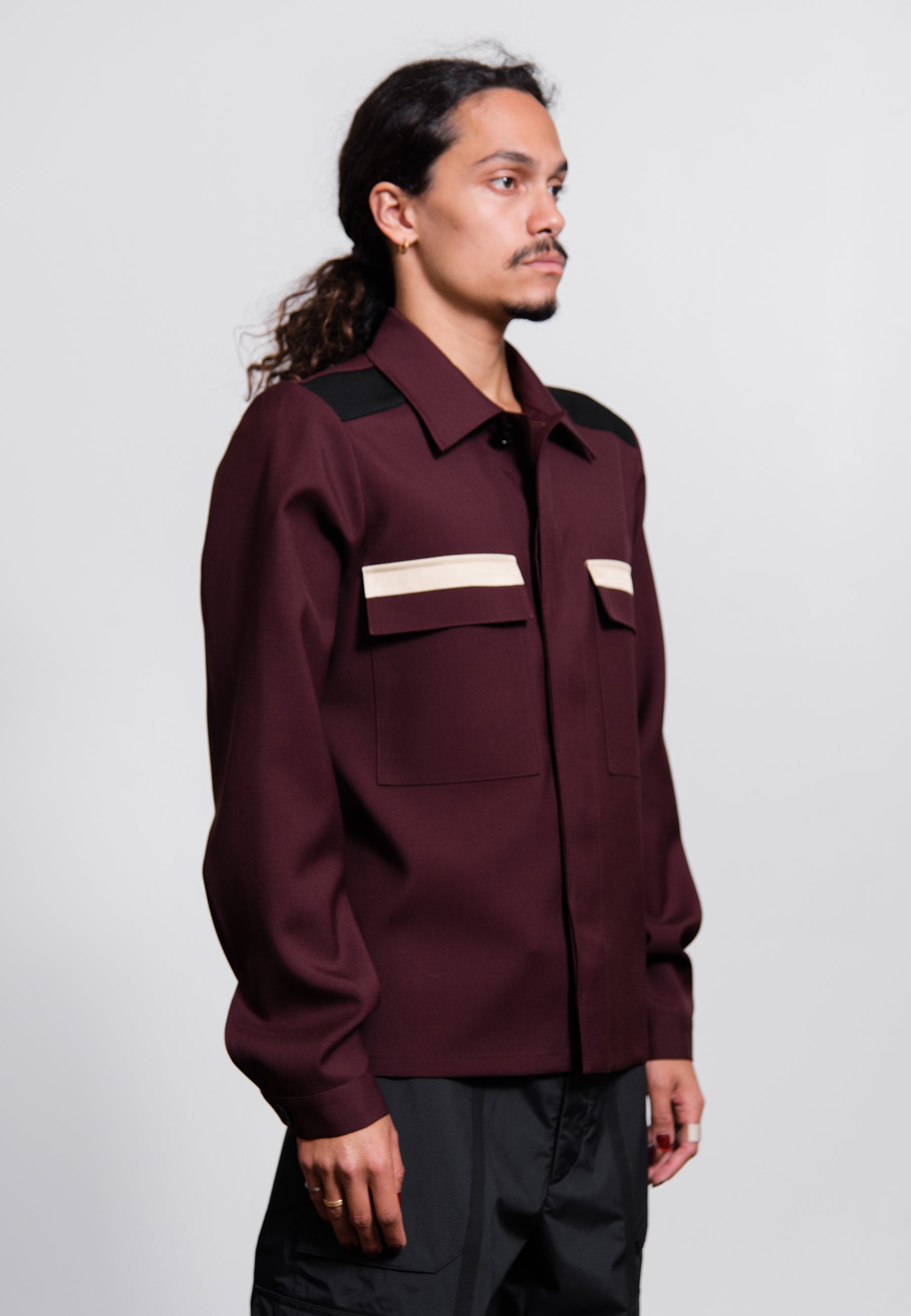 Fine Wool Gabardine Shirt Bordeaux JSMT601826
