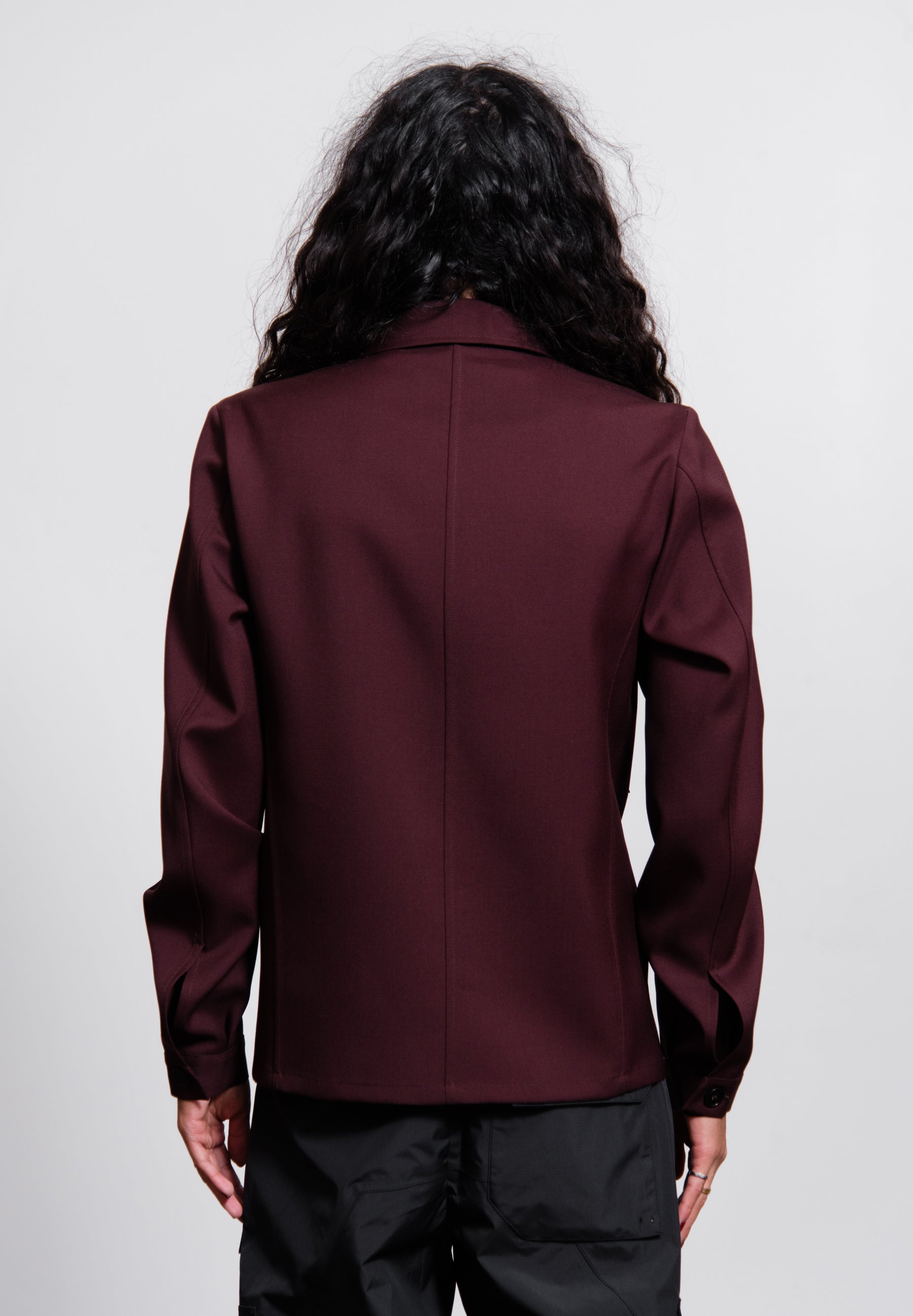 Fine Wool Gabardine Shirt Bordeaux JSMT601826