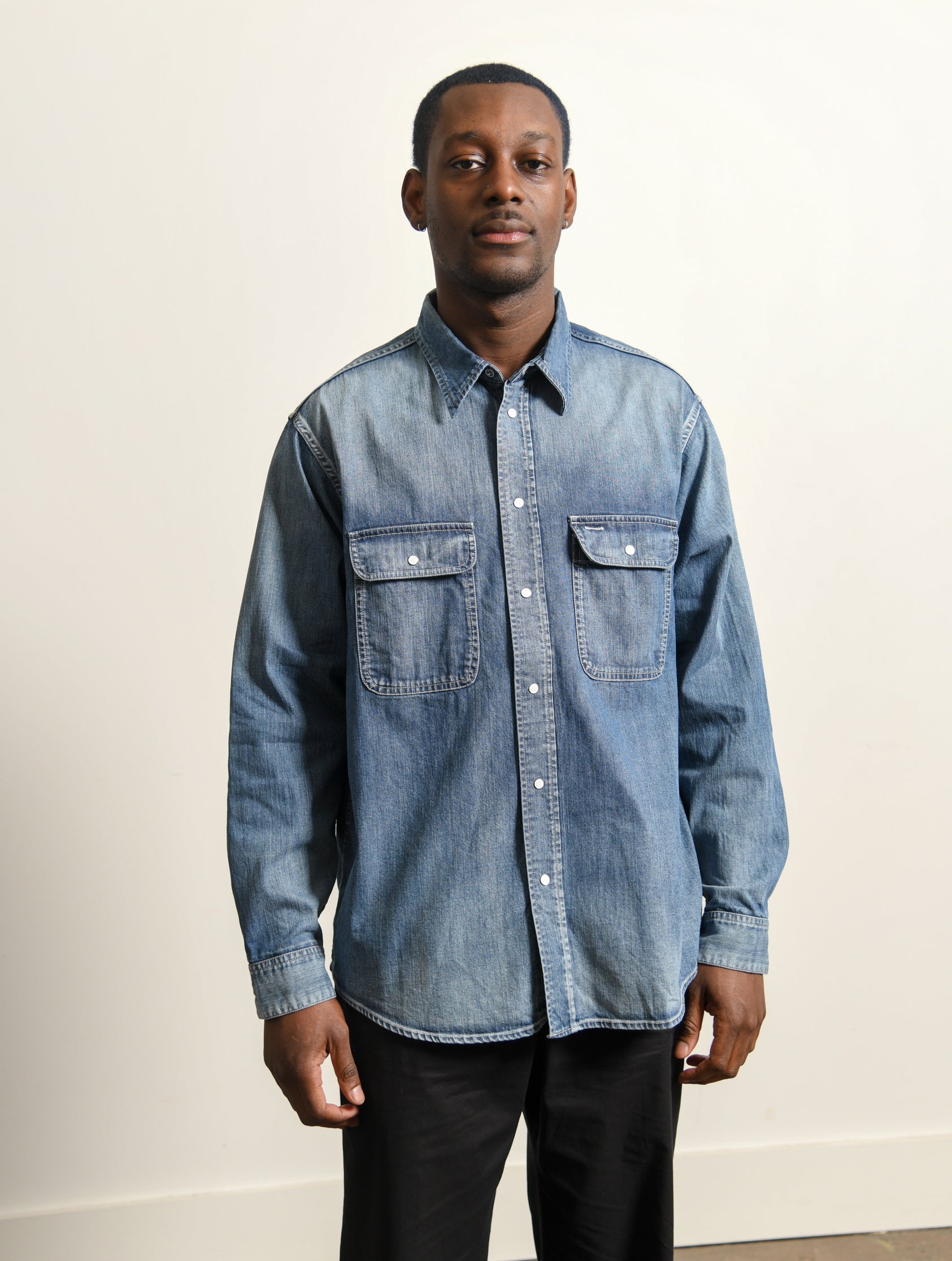 SS Handyman Shirt Damaged Indigo