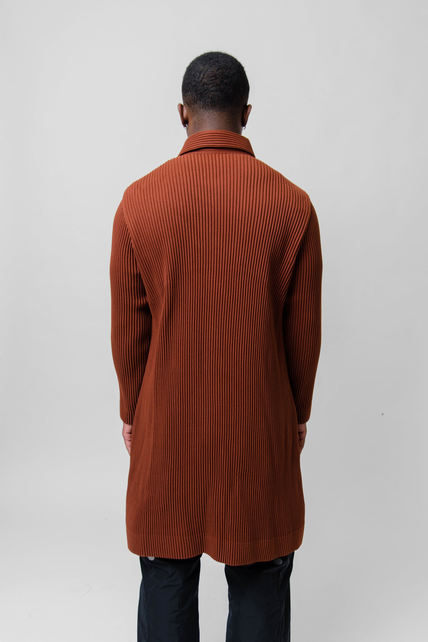 Wool Like Pleated Coat Rust Brown FA006