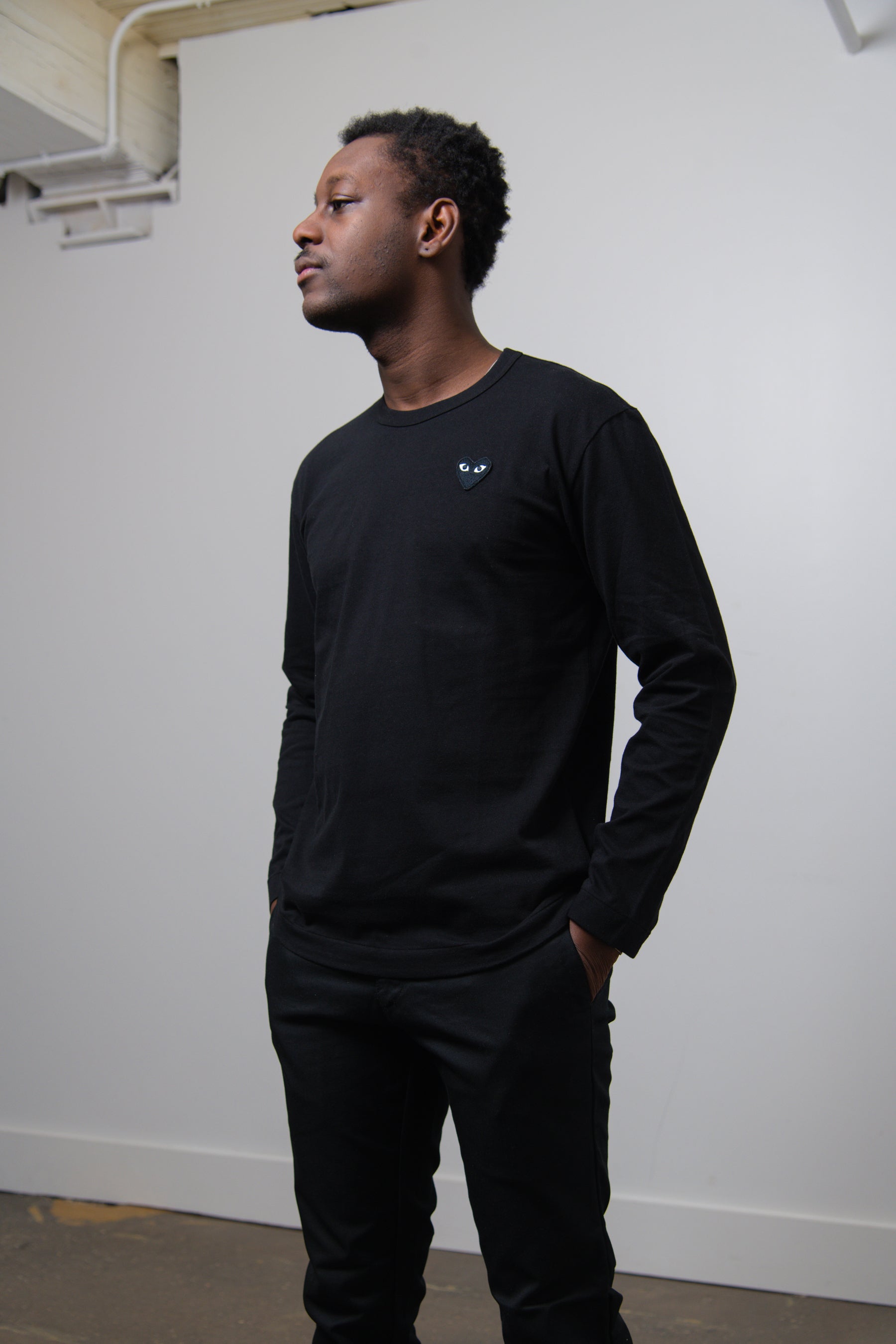 Long Sleeve Emblem Tee Black/Black T120