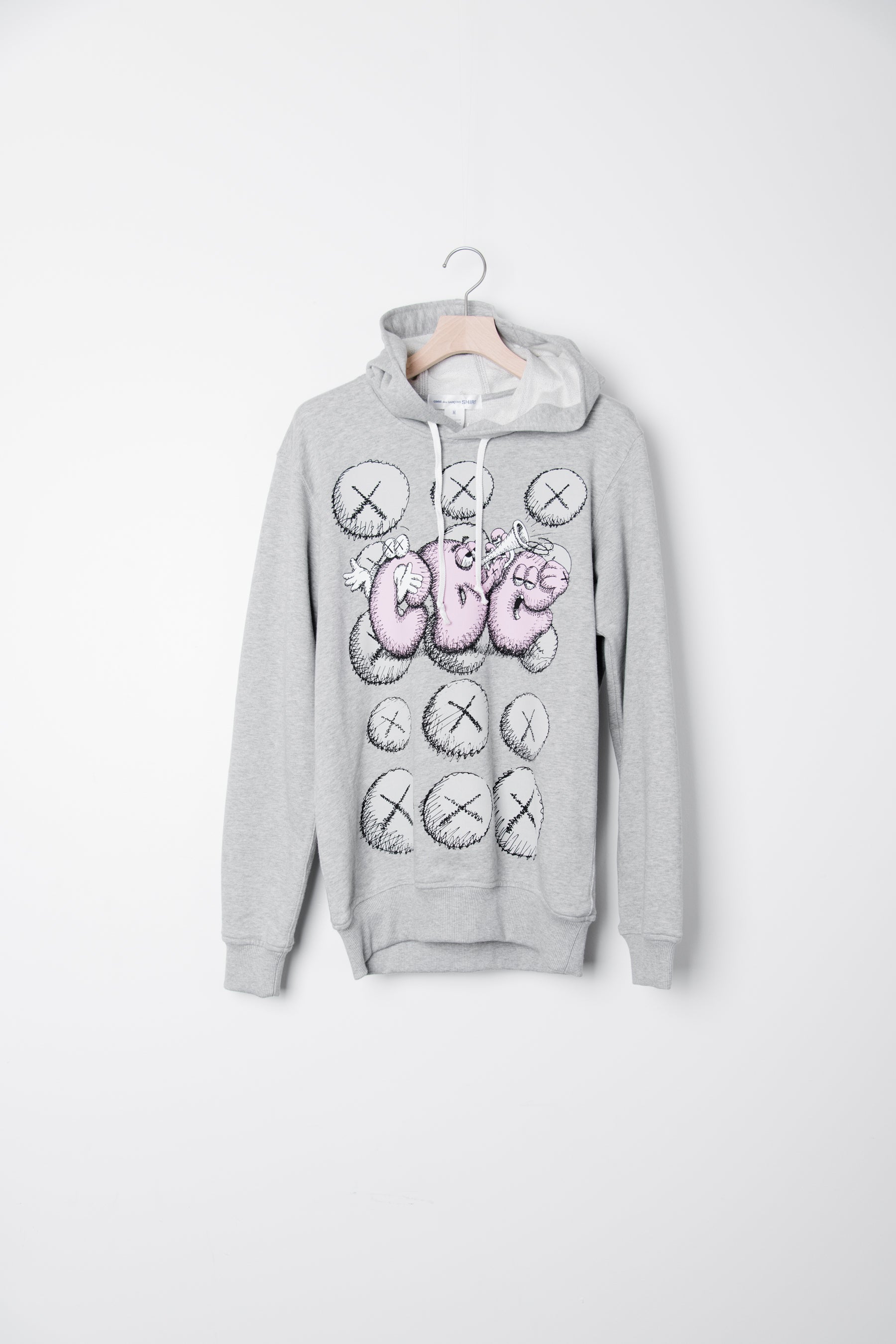 Kaws CDG Logo Hoodie Grey T001
