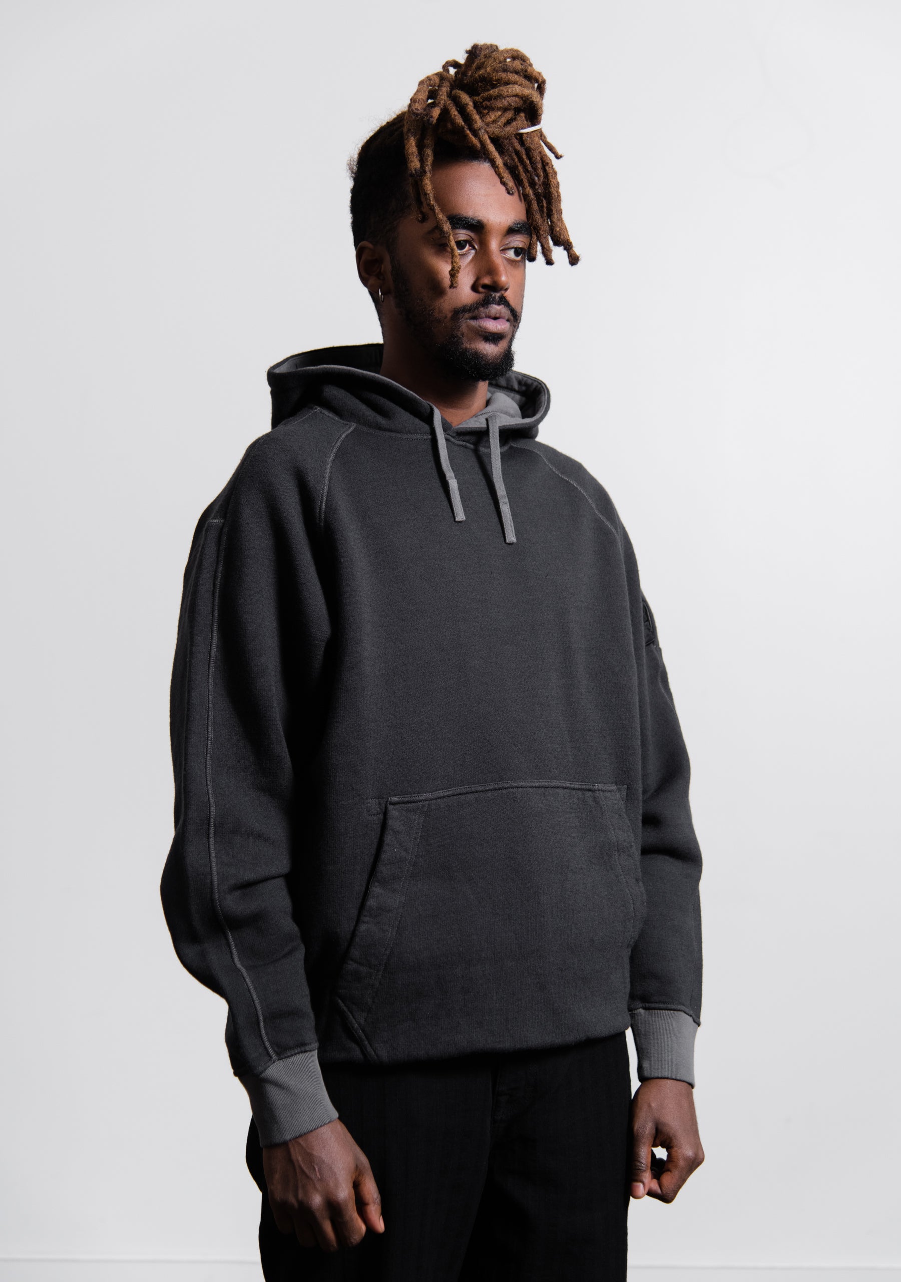 Wool Cotton Felpa Hoodie Black 60110