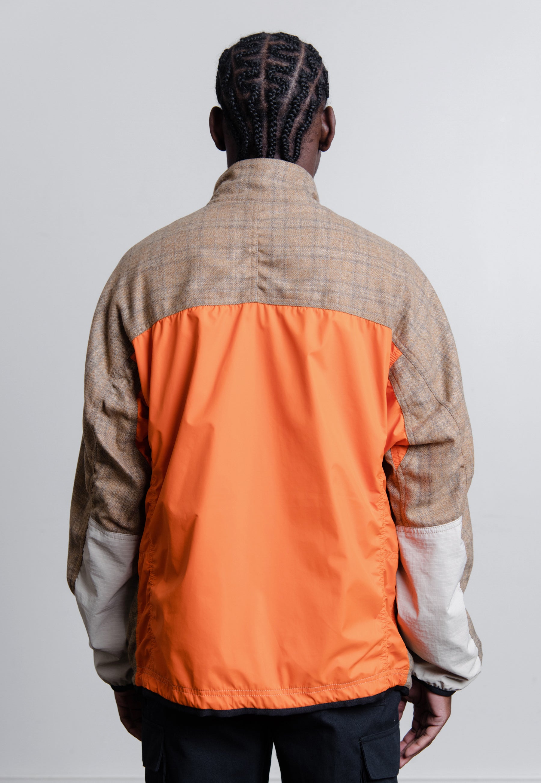Wool Check Rip-Stop Jacket Beige/Brown/Orange J039