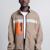 Wool Check Rip-Stop Jacket Beige/Brown/Orange J039