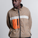 Wool Check Rip-Stop Jacket Beige/Brown/Orange J039