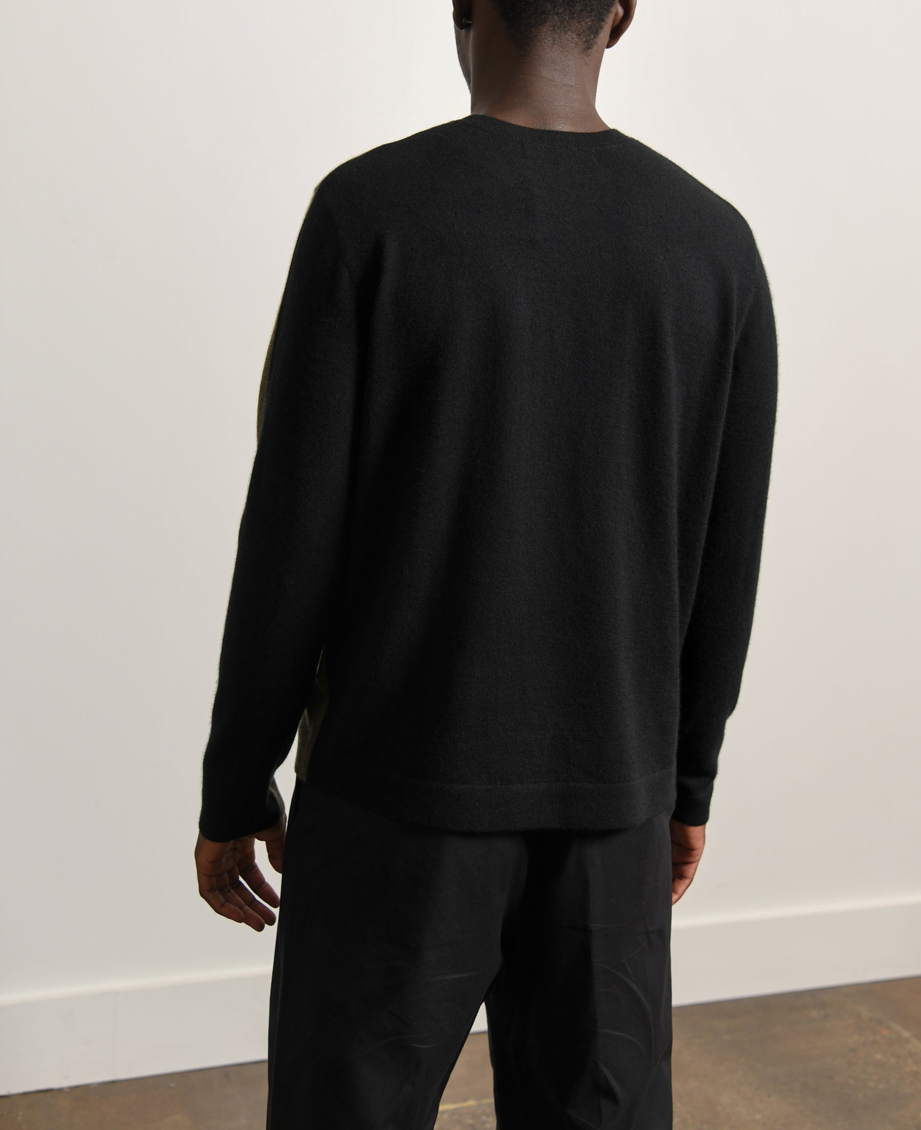 Contrast Cashmere Sweater Olive
