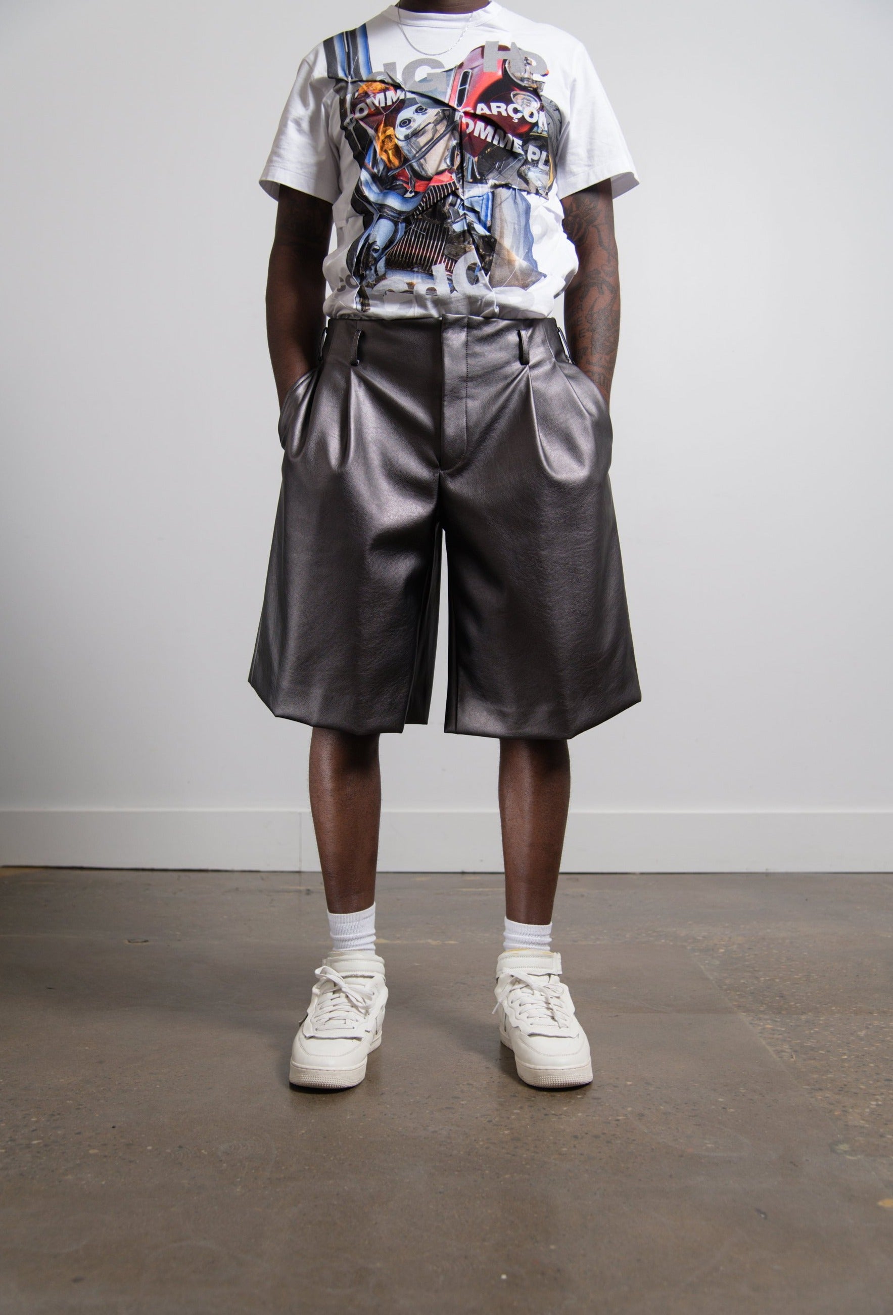 Metallic Short Gunmetal Silver P016