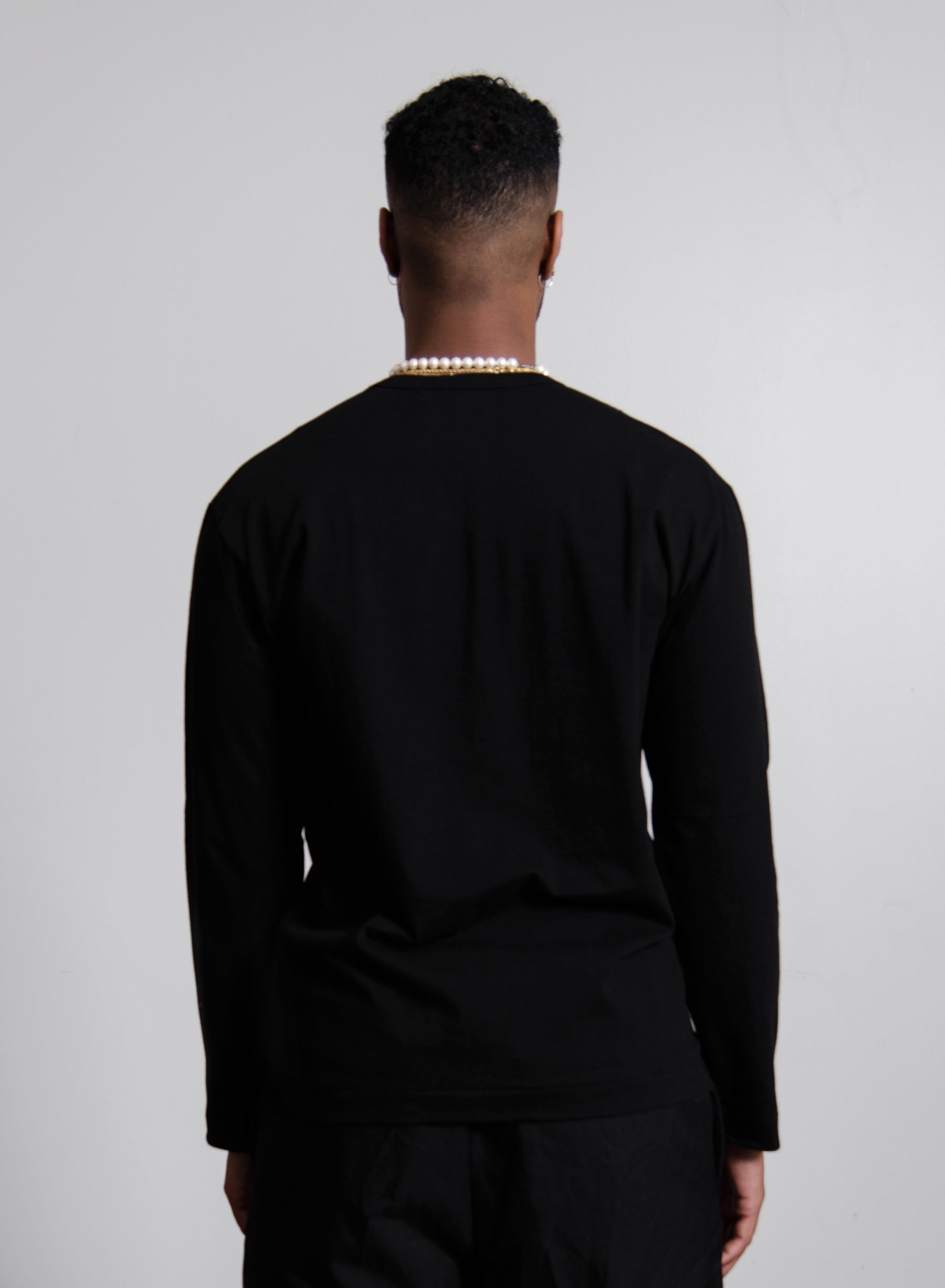 Long Sleeve Mini Emblem Tee Black/Red T308