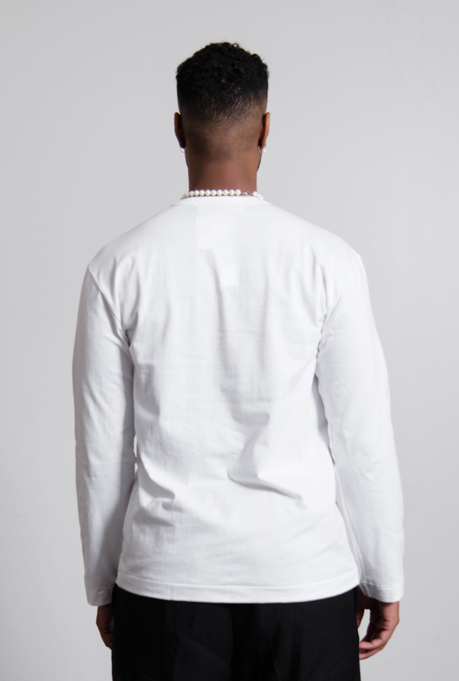 Long Sleeve Mini Emblem Tee White/Red T308