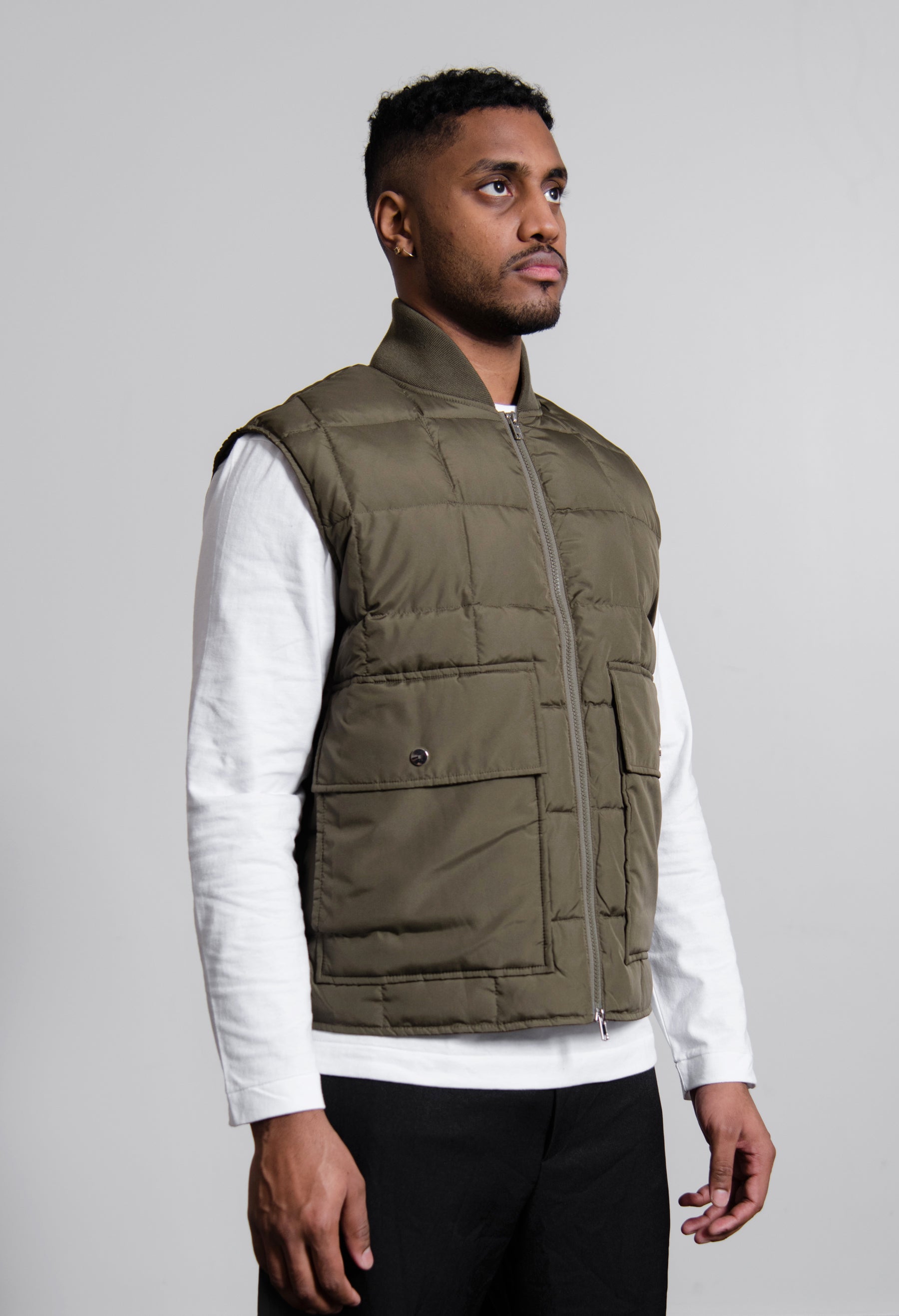 Rabbit Pocket Puffer Vest Olive
