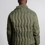 Zig Zag Quilt High Neck Bomber Olive