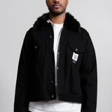 Detachable Collar Denim Jacket Black FU6-BL-01
