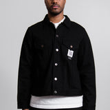 Detachable Collar Denim Jacket Black FU6-BL-01