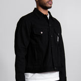 Detachable Collar Denim Jacket Black FU6-BL-01