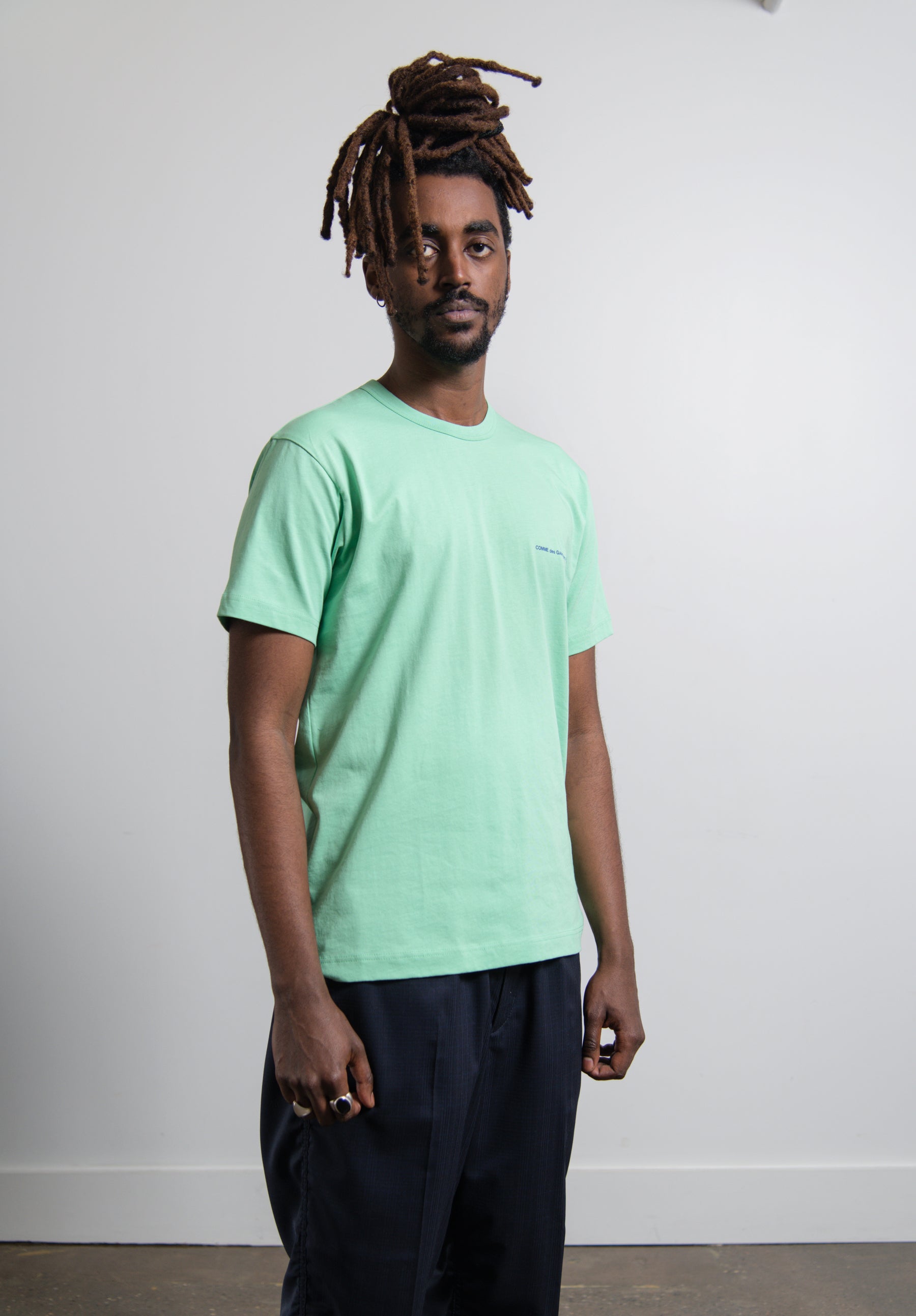Short Sleeve Chest Print Logo Tee Green T020