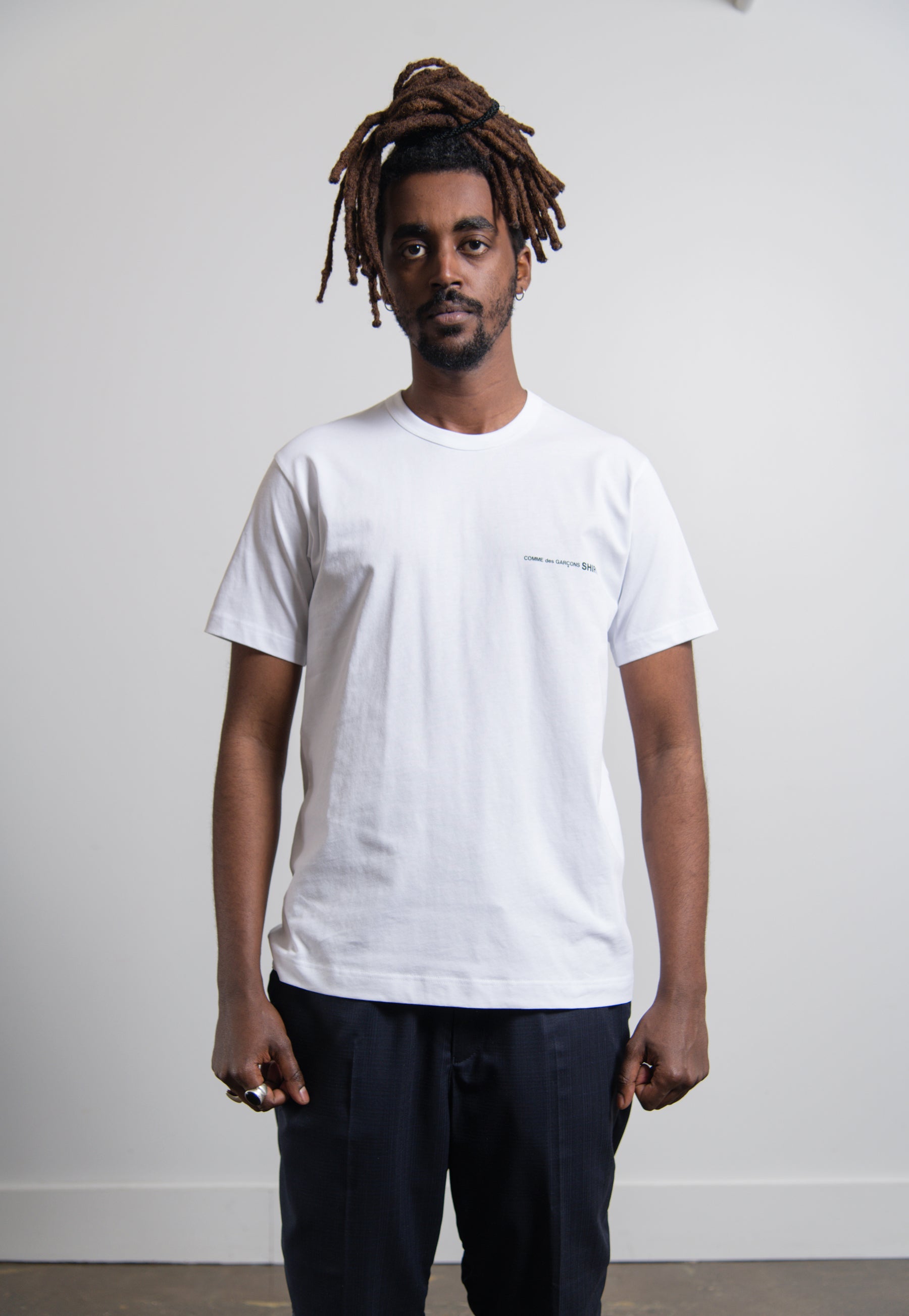 Short Sleeve Chest Print Logo Tee White T018